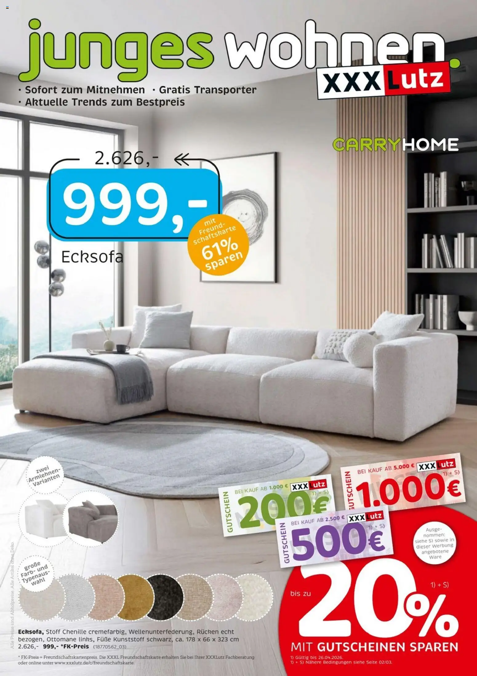 XXXLutz Junges Wohnen – gültig ab 11.04.2026 | Seite: 1 | Produkte: Ecksofa