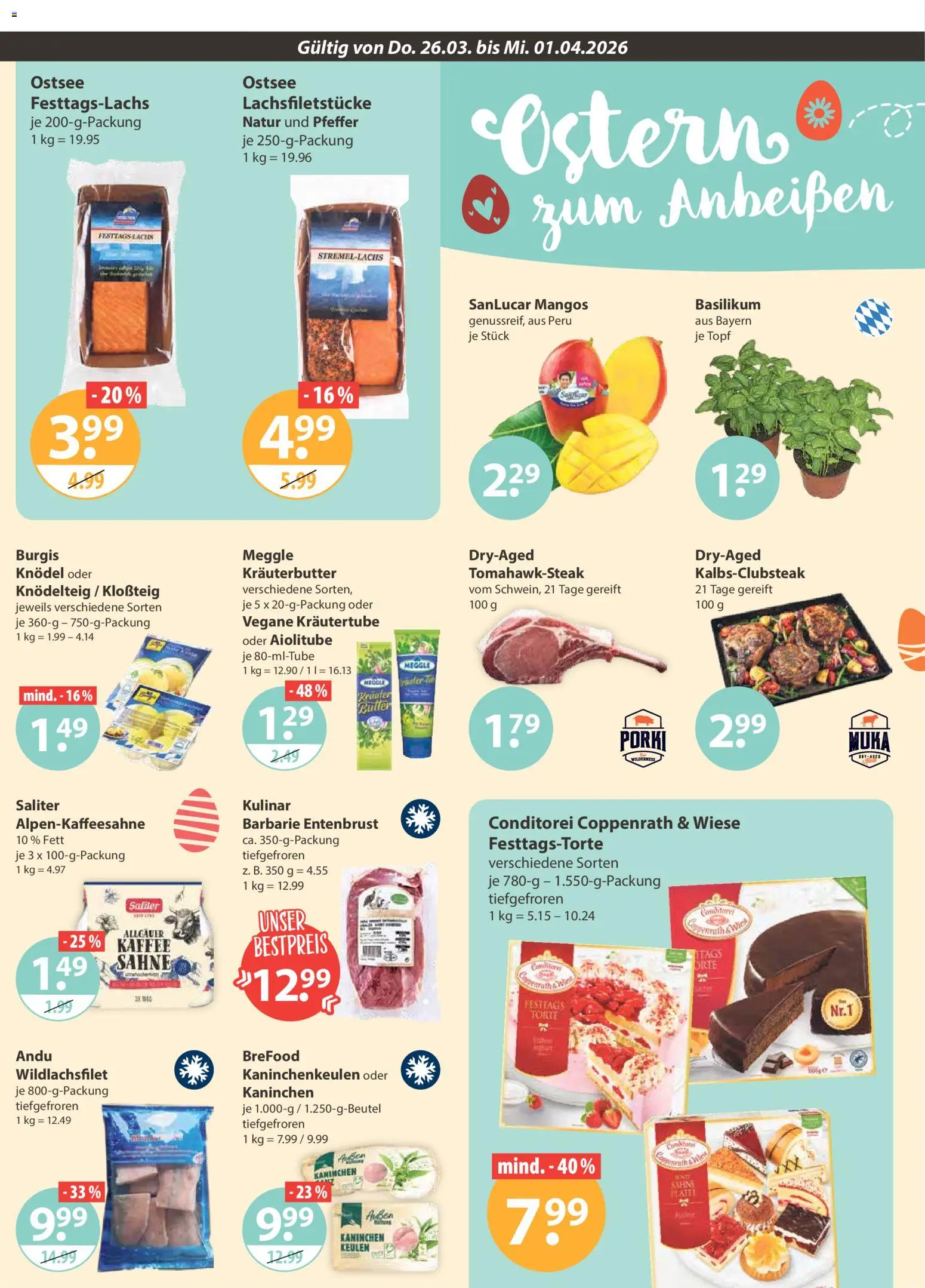 V-Markt München – gültig ab 26.03.2026 | Seite: 14 | Produkte: Kaffee, Lachs, Pfeffer, Sahne