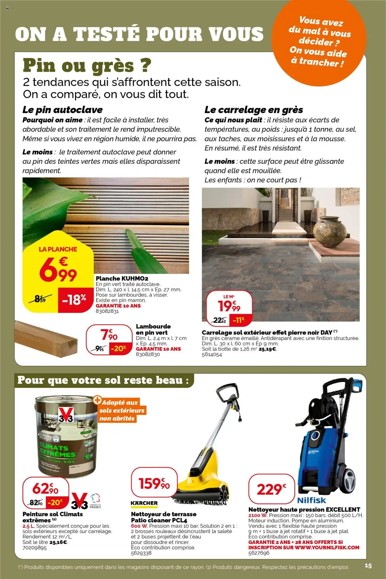  | Page: 15 | Produits: Poids, Nettoyeur haute pression, Mais, Mousse