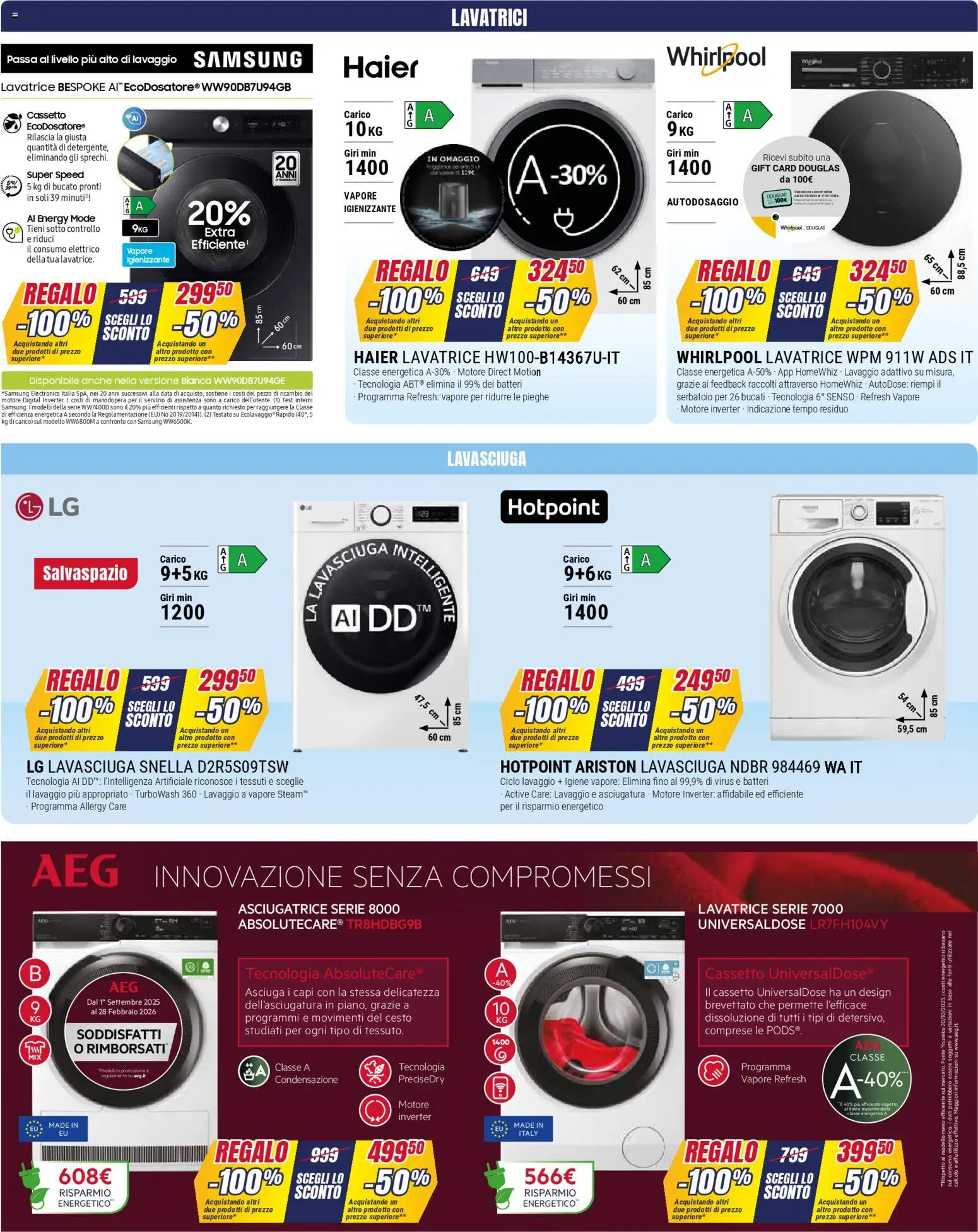 Volantino Trony del 30.10.2025 | Pagina: 12 | Prodotti: Lavatrice, Asciugatrice, Data, Samsung