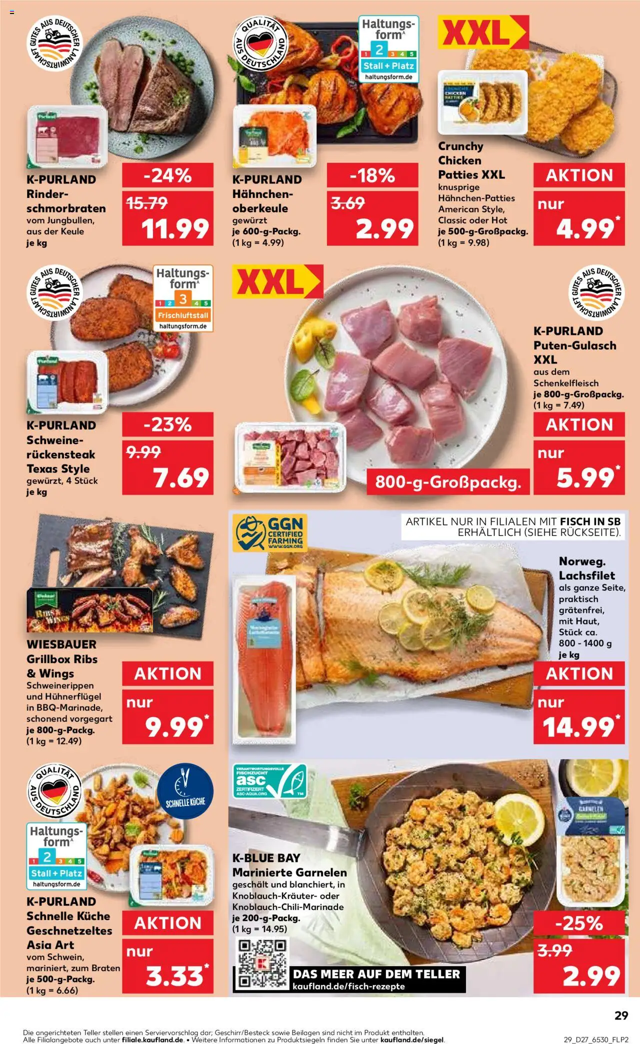 Kaufland Prospekt 	 - gültig ab dem 03.07.2025 | Seite: 29 | Produkte: Hahnchen, Küche, Fisch, Steak