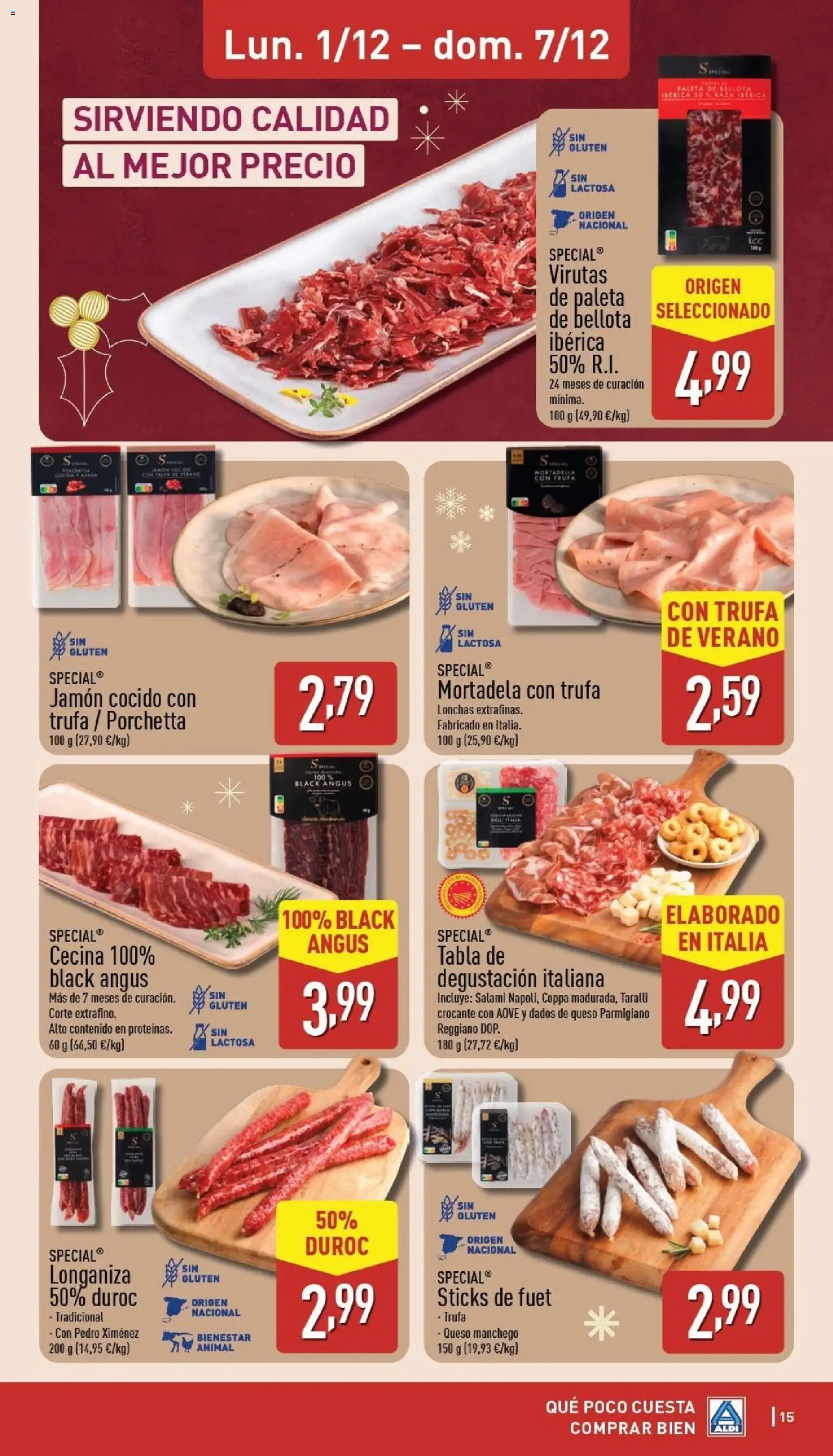 Aldi folleto Península │ válido desde el 01.12.2025 | Página: 15 | Productos: Queso, Jamón cocido, Longaniza, Mortadela