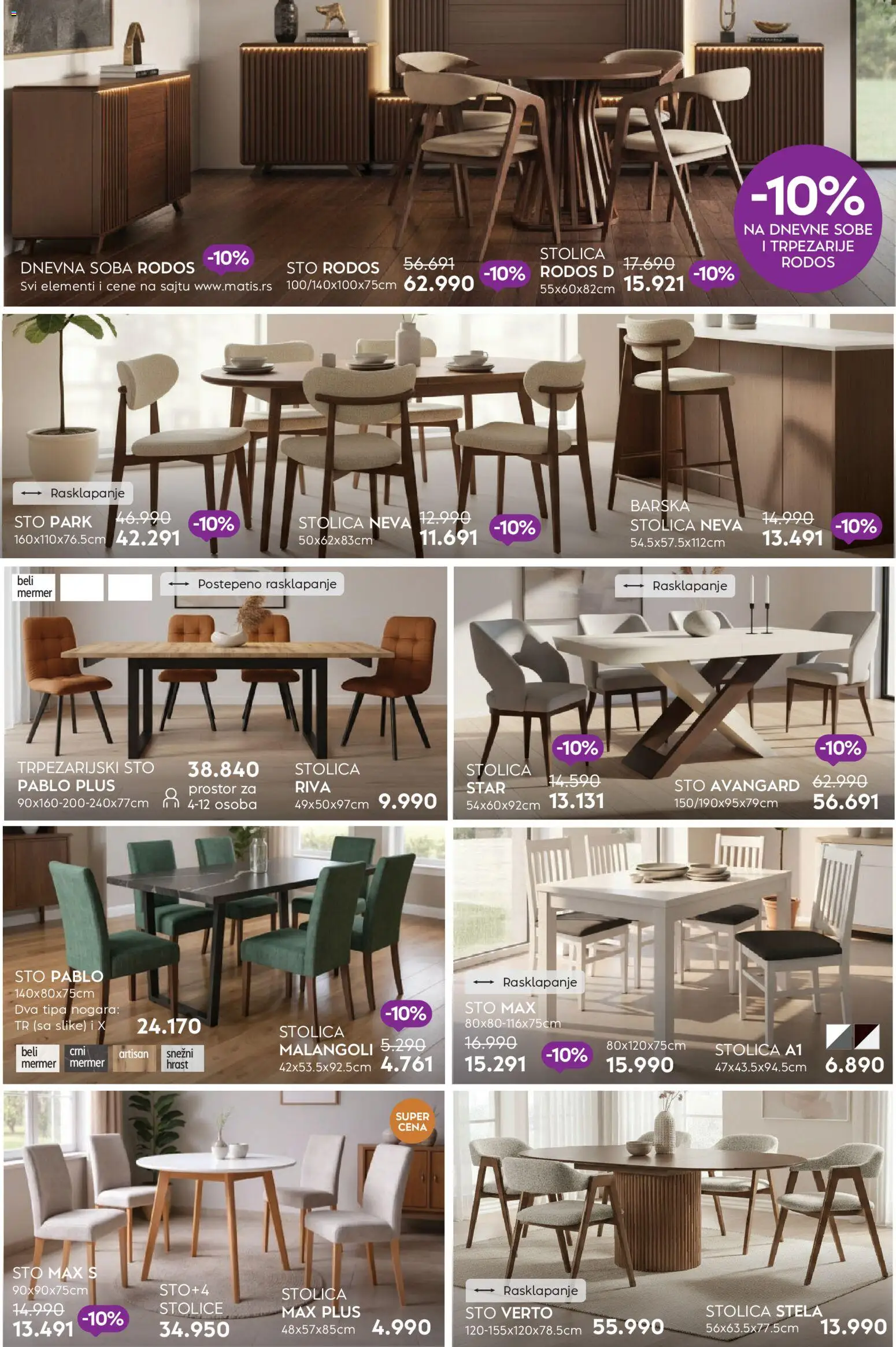 Matis katalog - važi od 01.03.2026 | Strana: 5 | Proizvode: Sto, Stolica, Trpezarijski sto