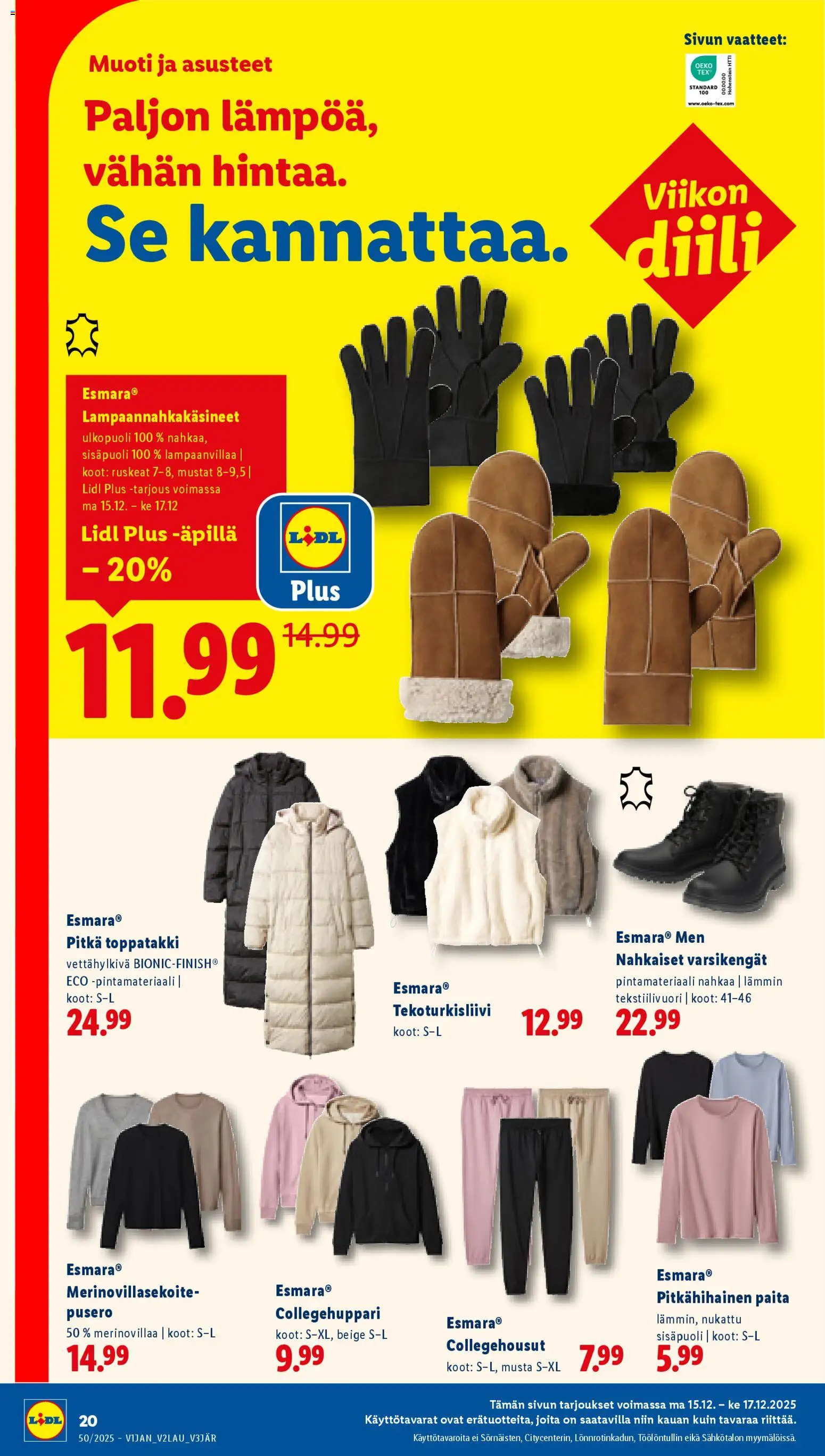 Lidl tarjoukset – voimassa 11.12.2025 alkaen | Sivu: 22 | Tuotteet: Vaatteet, Paita, Pusero, Toppatakki