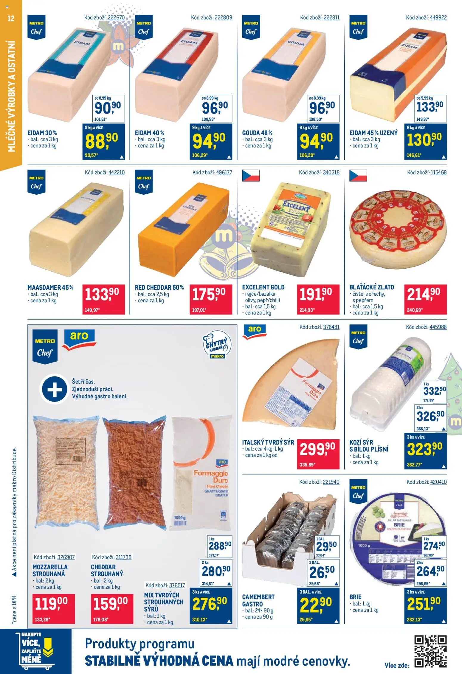 Makro leták - Gastronomie od 17.12.2025 | Strana: 12 | Produkty: Sýr, Eidam, Kozí sýr, Camembert