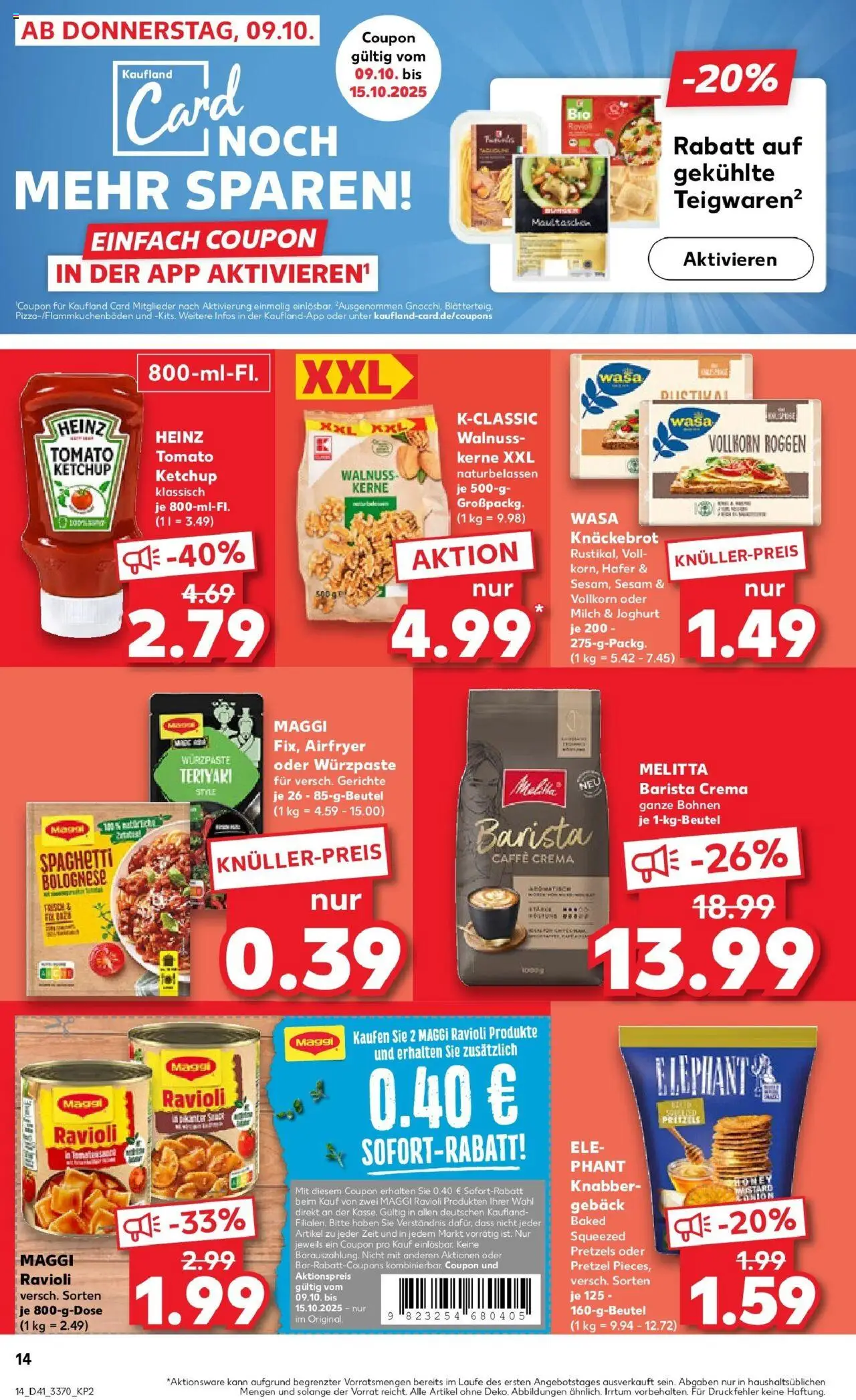 Kaufland prospekt Blankenfelde-Mahlow	 – gültig ab 13.10.2025 | Seite: 14 | Produkte: Melitta, Maggi, Wasa knackebrot, Ketchup