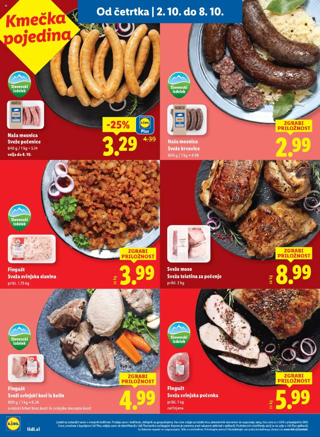 Novi Lidl katalog ponudbe – veljaven od 02.10.2025 | Stran: 2 | Izdelki: Slanina, Teletina