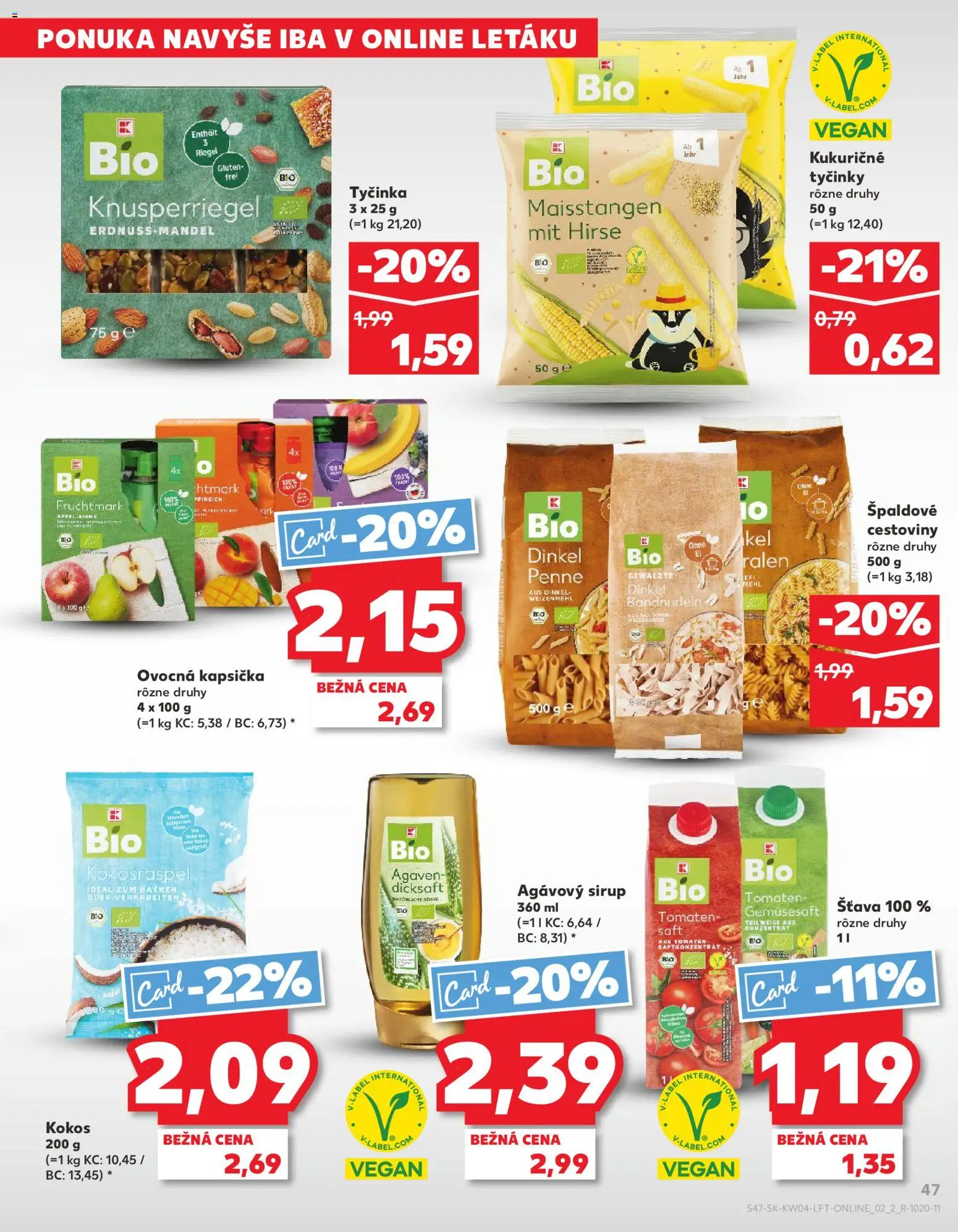 Kaufland SK akciós ujság - amely érvényes a következő dátumtól: 22.01.2026 | Oldal: 47 | Termékek: Penne, Vegán