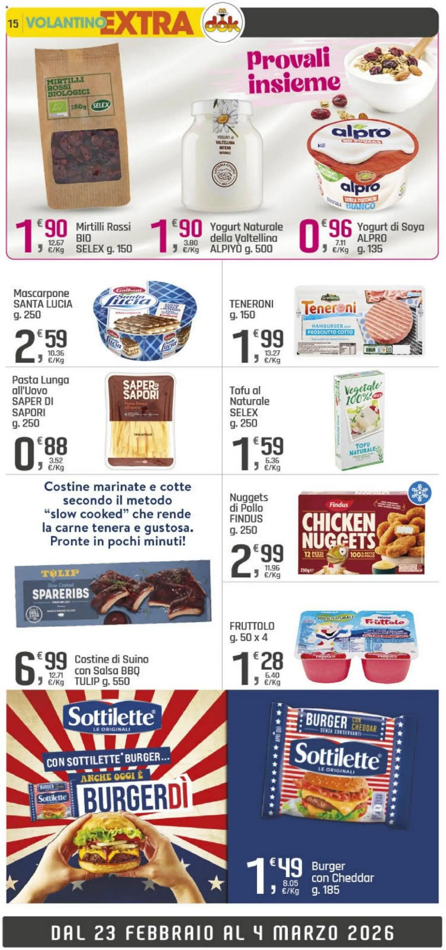 Volantino DOK del 18.02.2026 | Pagina: 15 | Prodotti: Yogurt, Pollo, Nuggets, Pasta