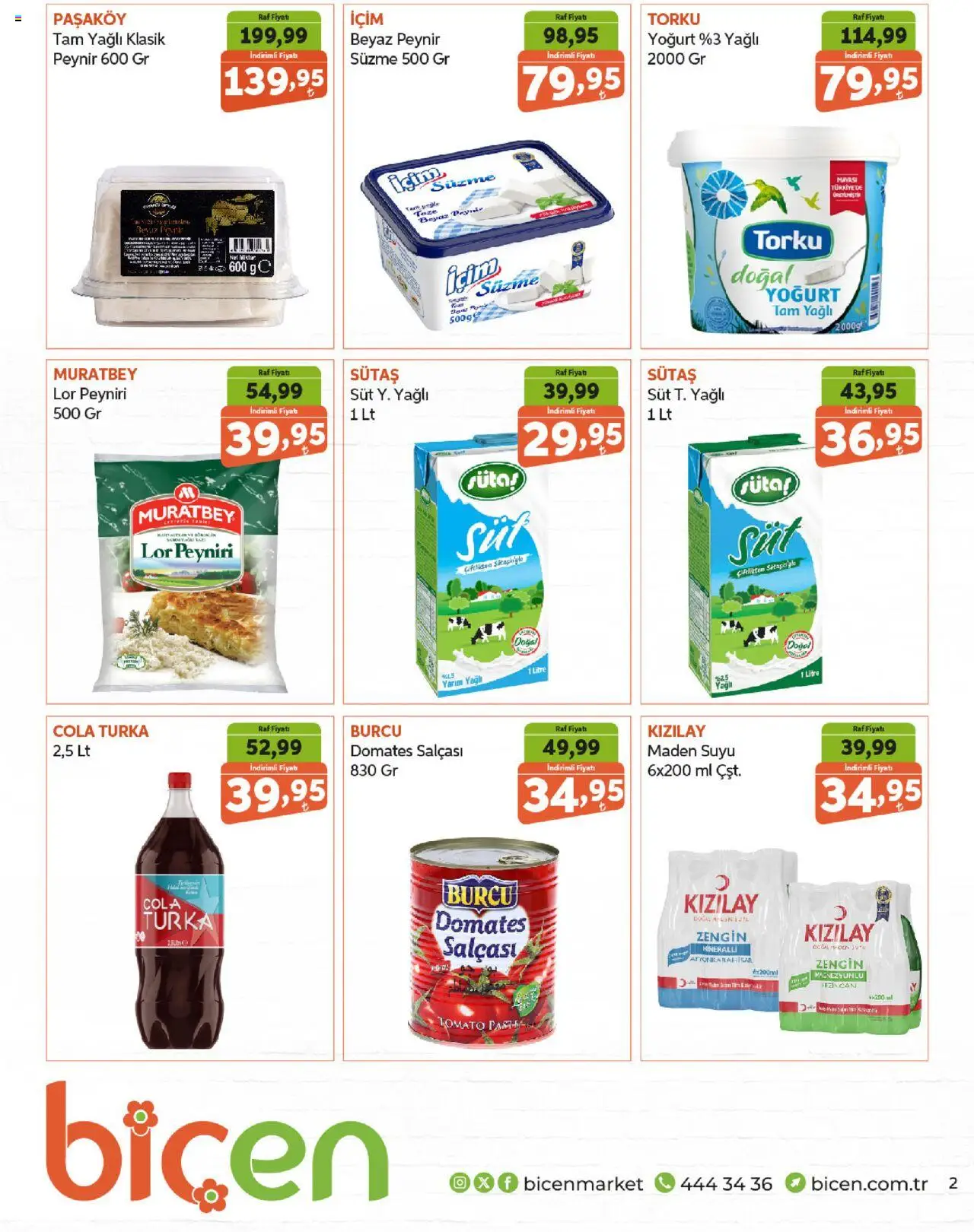Biçen Market Katalog - 24.06.2025 tarihinden itibaren geçerlidir | Sayfa: 2 | Ürünler: Süt, Yoğurt, Domates, Maden suyu