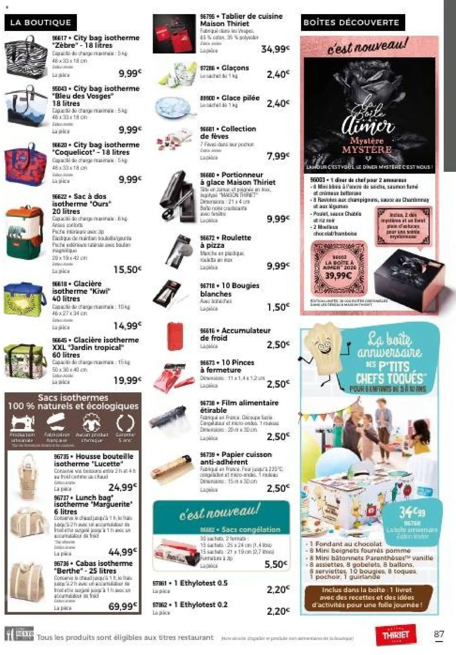 {H1} | Page: 87 | Produits: Sac, Pomme, Glacière, Pizza