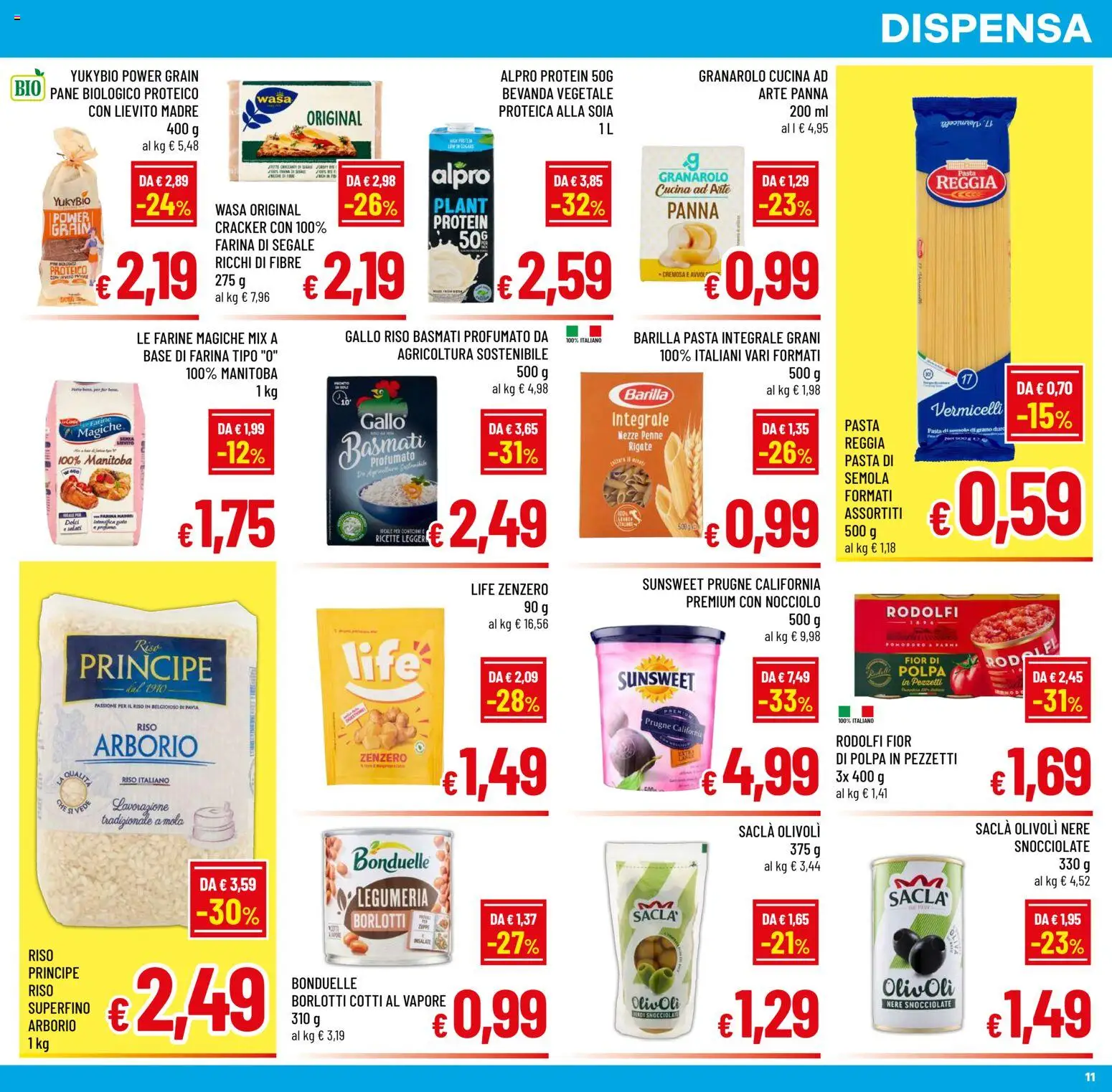 Volantino A&O del 14.01.2026 | Pagina: 11 | Prodotti: Riso Basmati, Pane, Panna, Penne