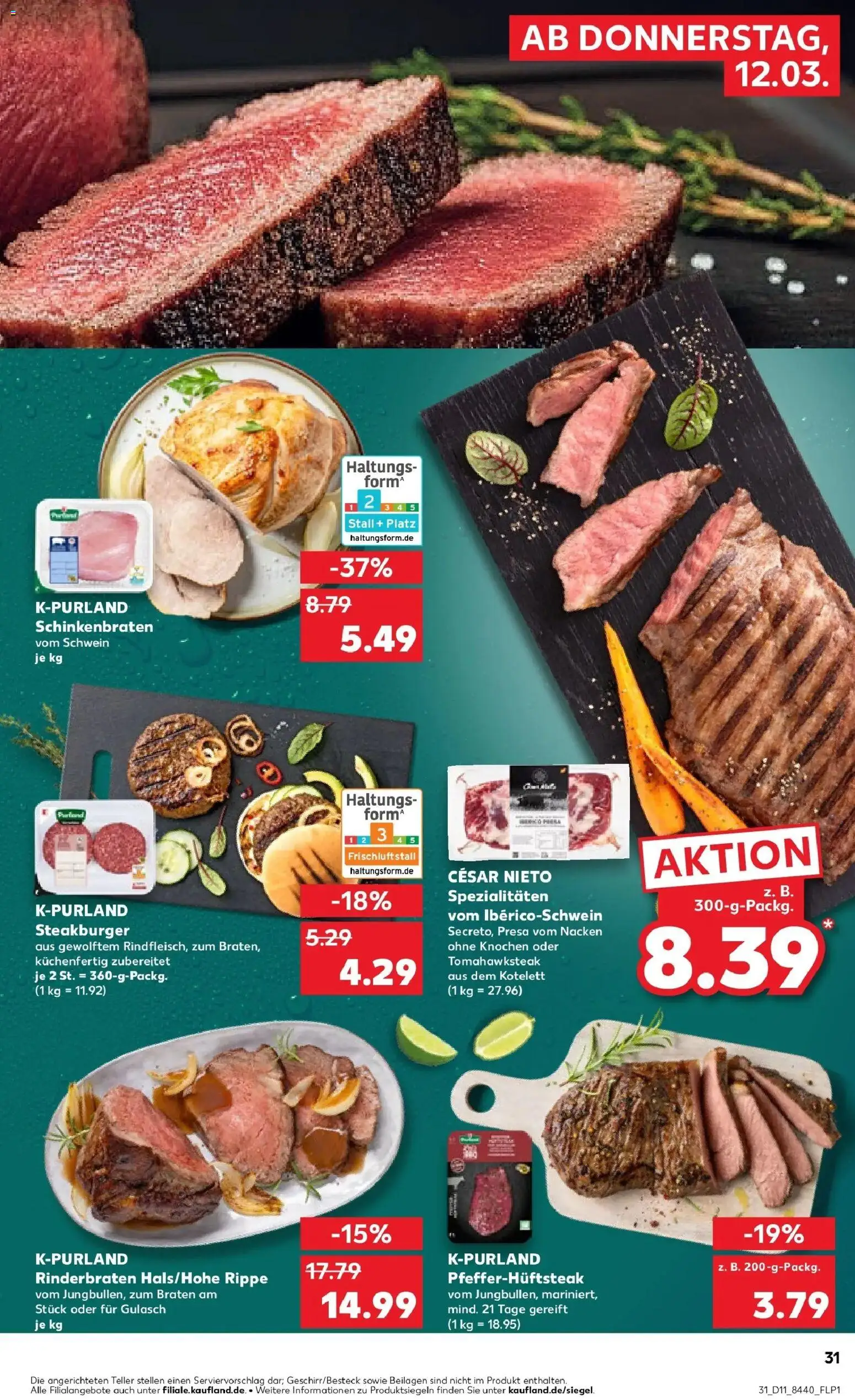 Kaufland Prospekt Bad Säckingen	 – gültig ab 09.03.2026 | Seite: 43 | Produkte: Rinderbraten, Burger, Gulasch, Steak