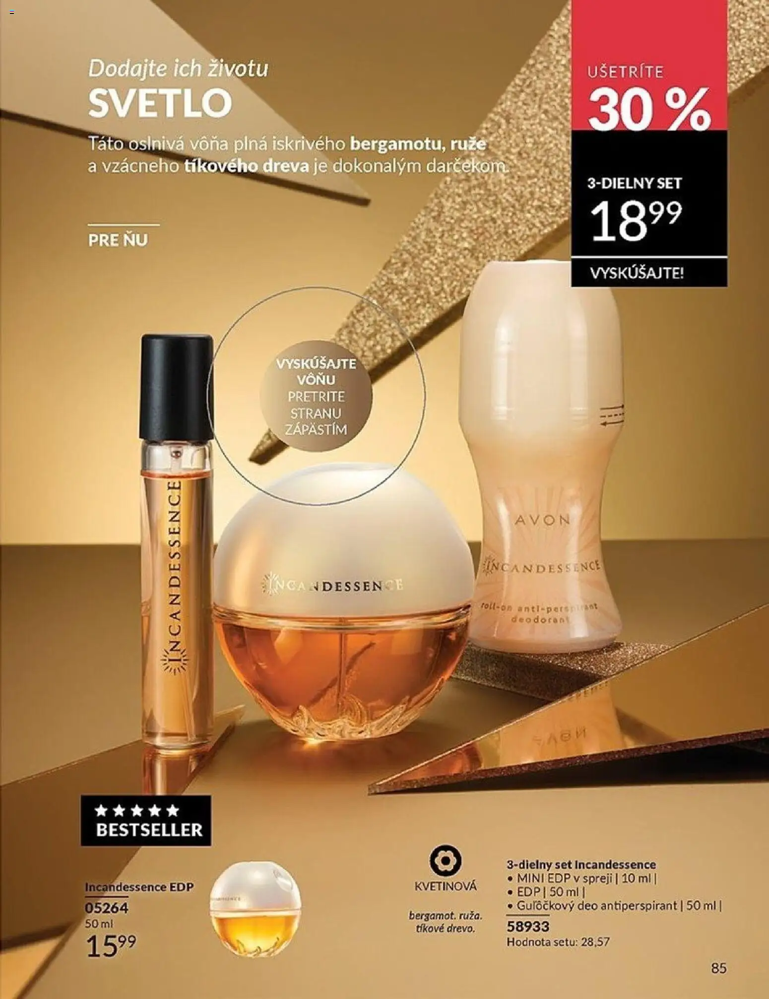 Nové Avon akcie – leták je platný od 01.01.2026 | Strana: 85 | Produkty: Svetlo, Antiperspirant, Ruže