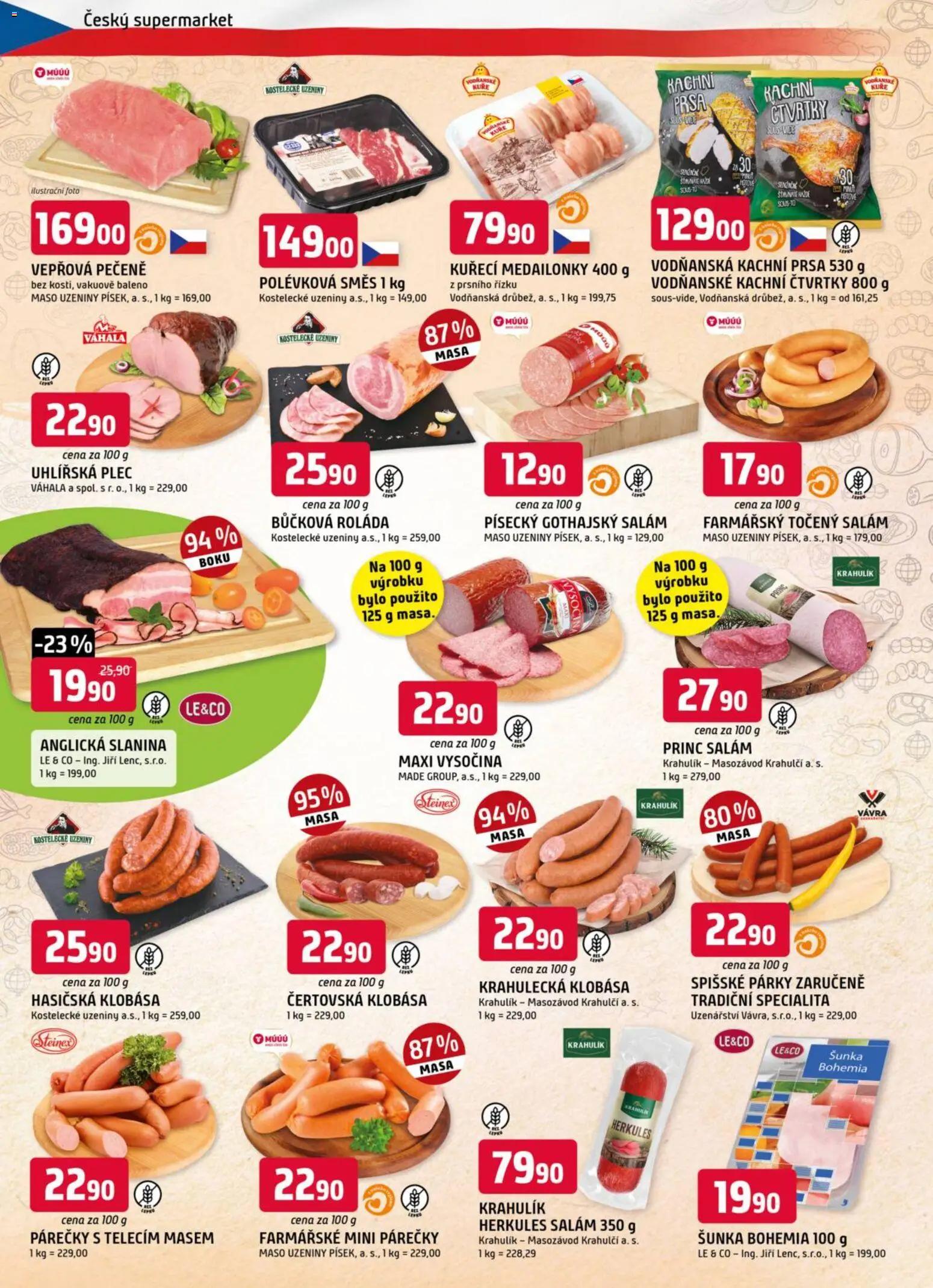 Trefa leták od 12.11.2025 | Strana: 2 | Produkty: Vepřová pečeně, Šunka, Točený salám, Vysočina