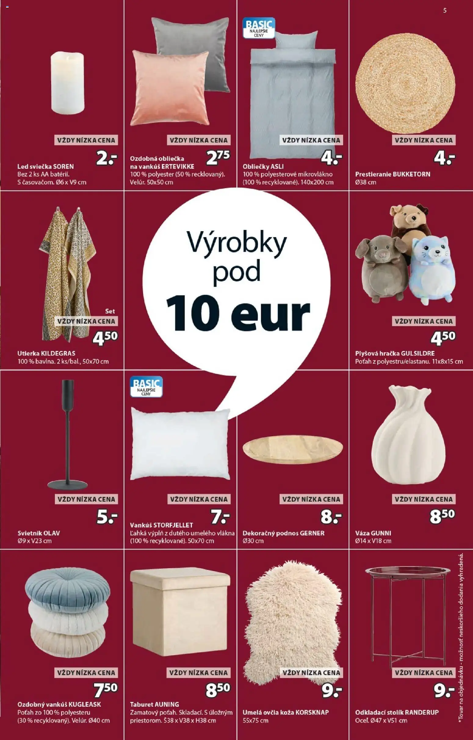 Nové JYSK akcie – leták je platný od 24.11.2025 | Strana: 5 | Produkty: Obliečky, Vankúš, Odkladací stolík, Taburet