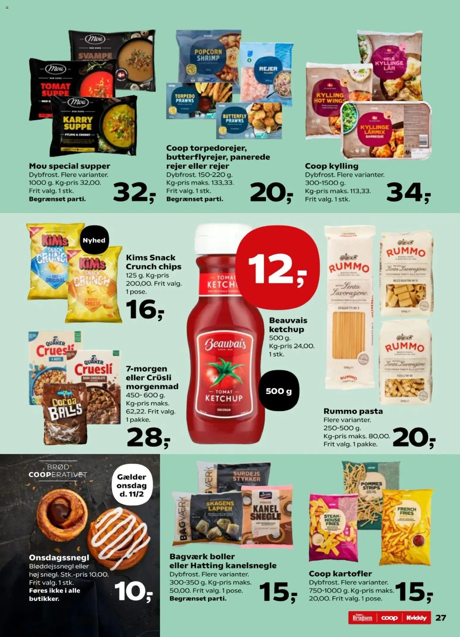 Kvickly tilbudsavis – gyldig fra 06.02.2026 | Side: 27 | Produkter: Brød, Kartofler, Rejer, Butterfly