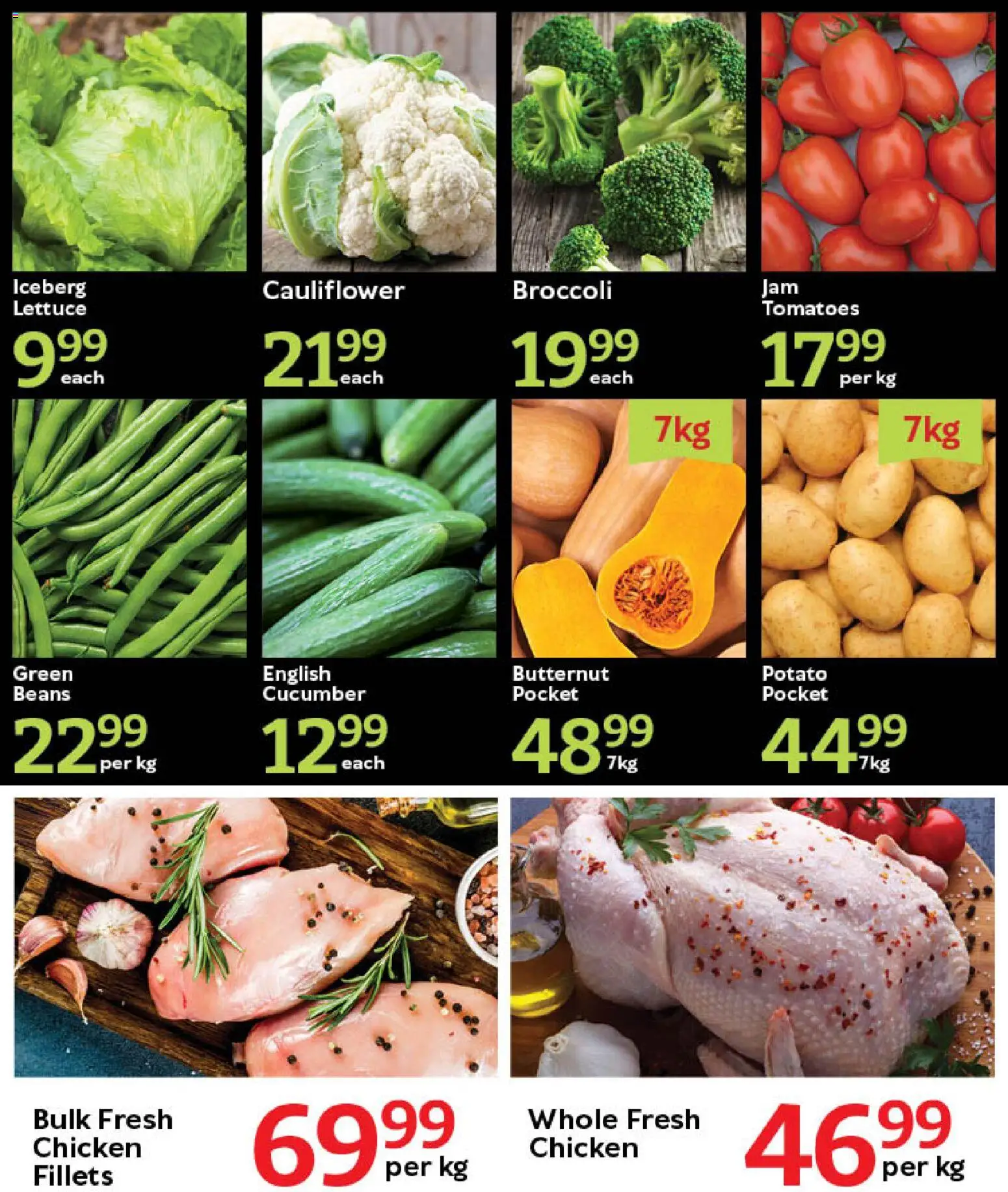 New Oxford Freshmarket catalogue – valid from 24.03.2026 | Page: 2 | Products: Cauliflower, Beans, Chicken, Lettuce