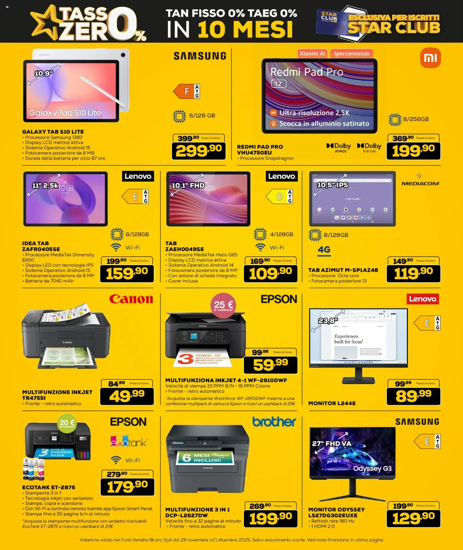 Volantino Euronics del 26.11.2025 | Pagina: 9 | Prodotti: Monitor, Stampante, Fotocamera, Samsung