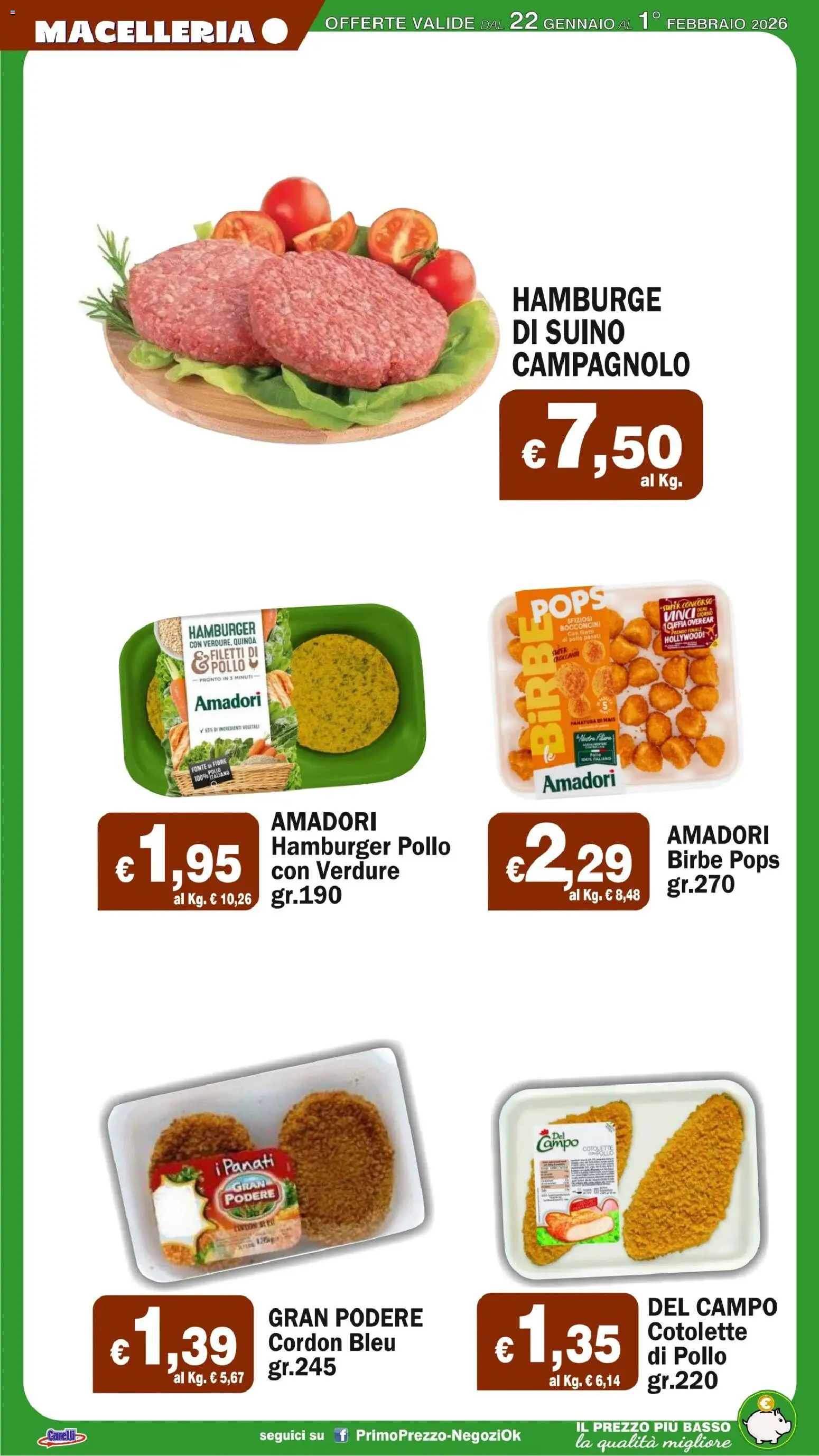 Volantino Primo Prezzo del 22.01.2026 | Pagina: 30 | Prodotti: Verdure, Suino, Hamburger, Quinoa