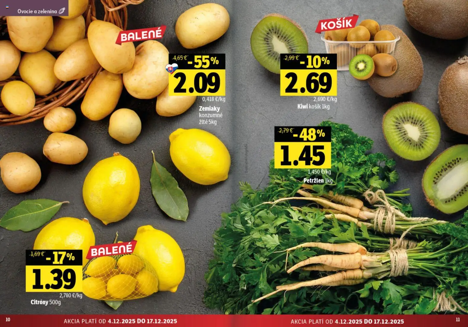 Nové Fresh akcie – leták je platný od 04.12.2025 | Strana: 6 | Produkty: Citróny, Zemiaky, Petržlen, Ovocie