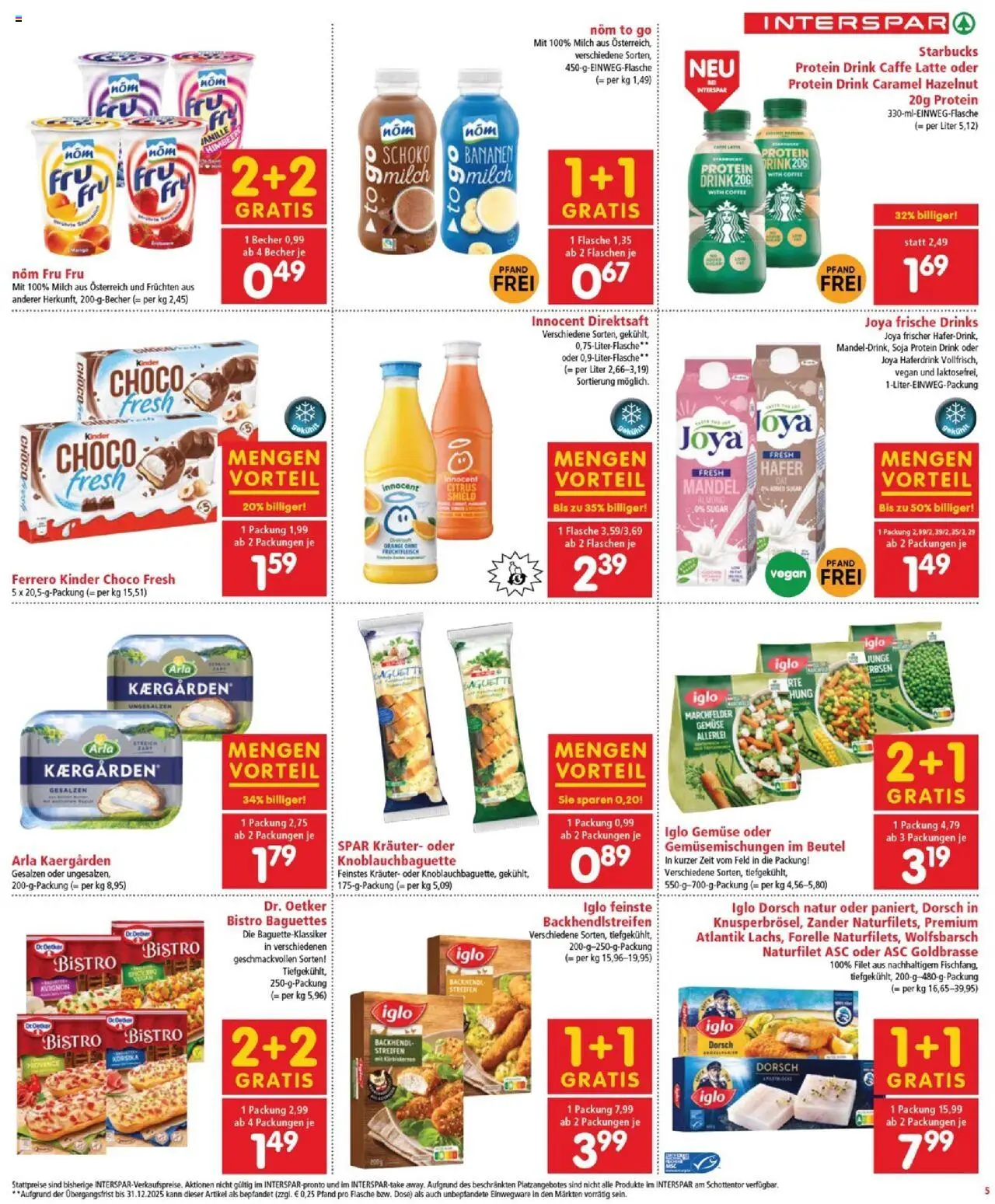 Interspar Flugblatt - Burgenland gültig ab 14.08.2025 | Seite: 5 | Produkte: Erbsen, Jääkaappipakastin, Milch, Bananen
