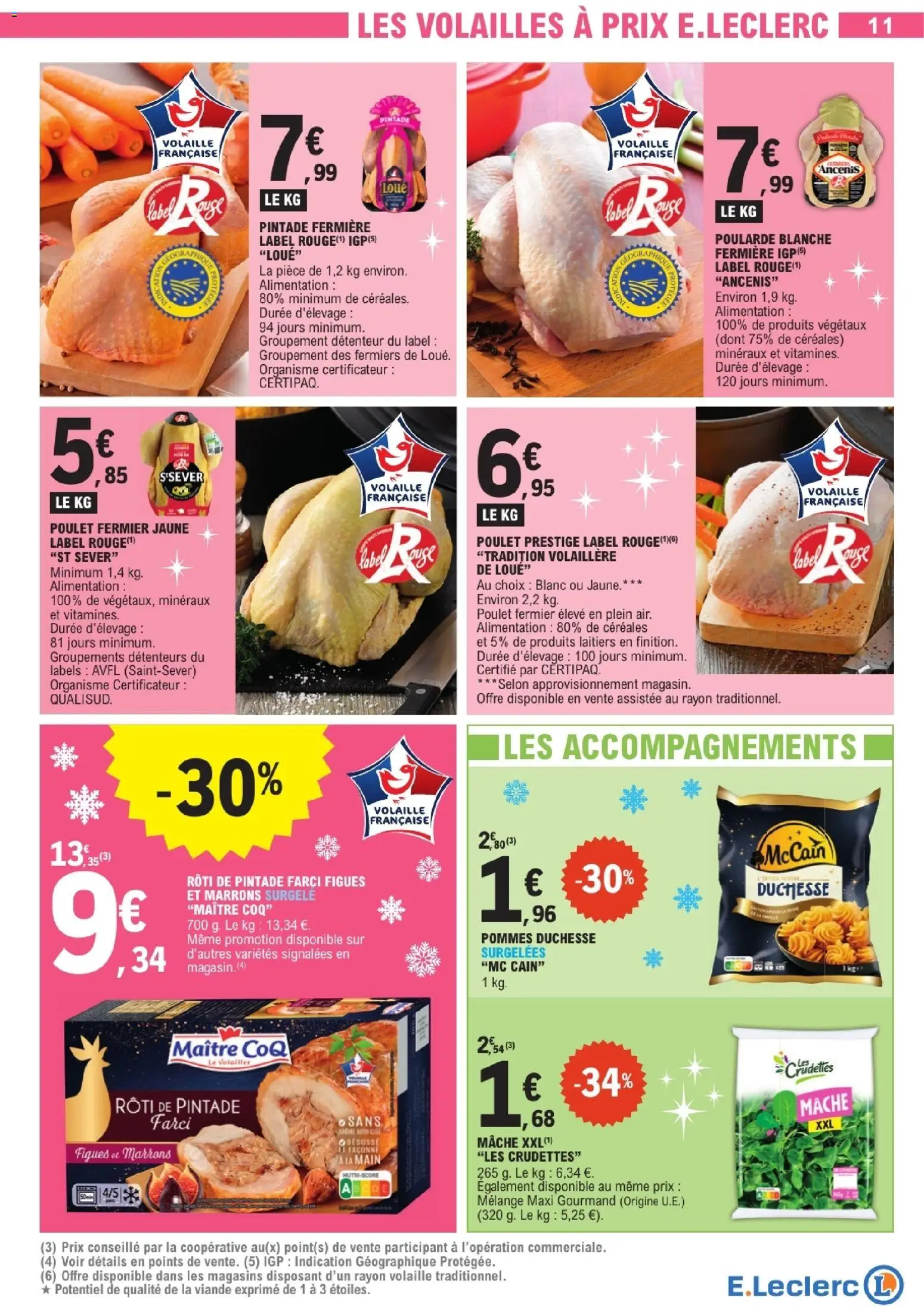 {H1} | Page: 11 | Produits: Pintade, Viande, Pommes, Céréales