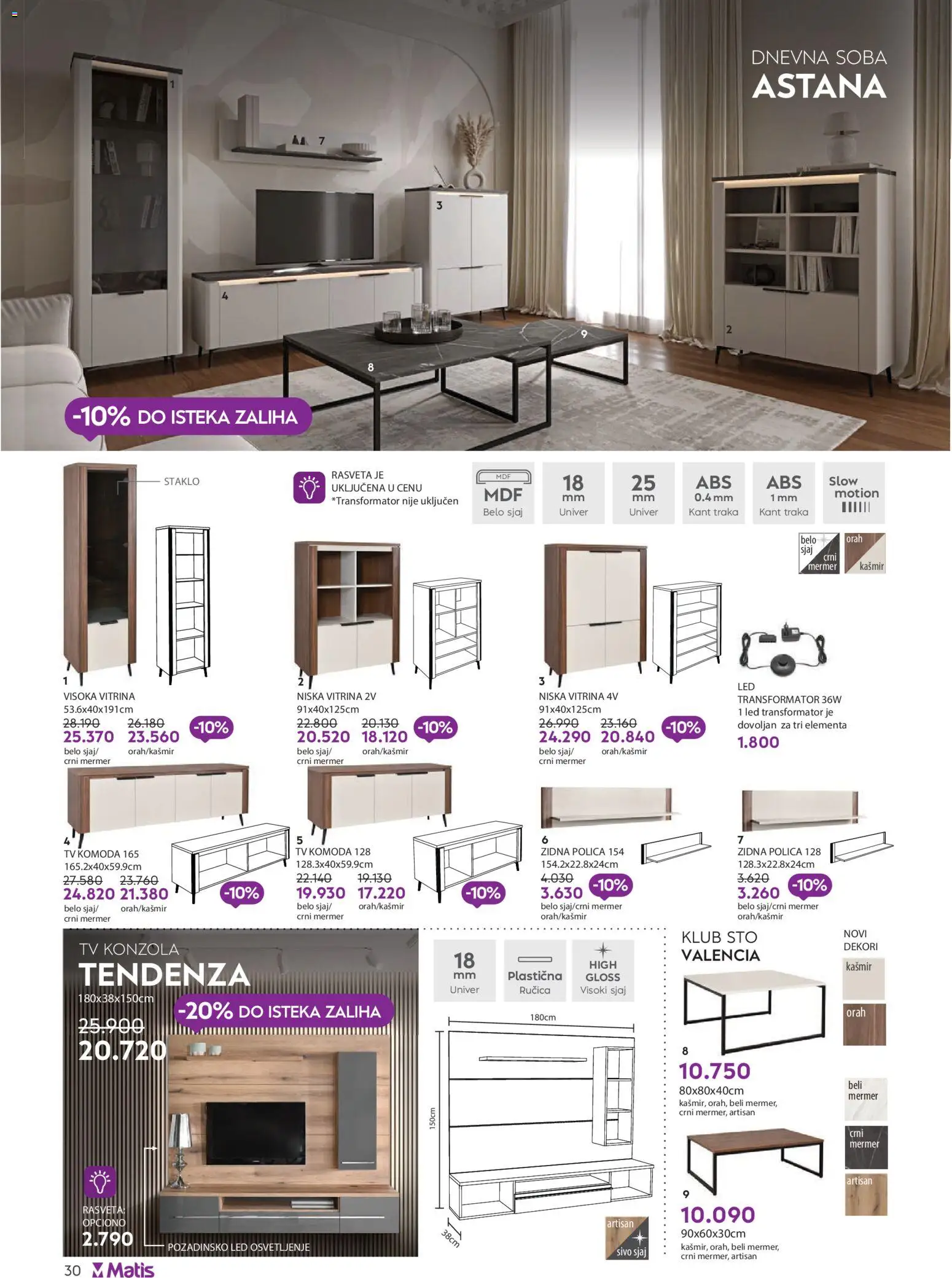 Matis katalog - važi od 01.03.2026 | Strana: 30 | Proizvode: Tv komoda, Polica, Sto, Orah