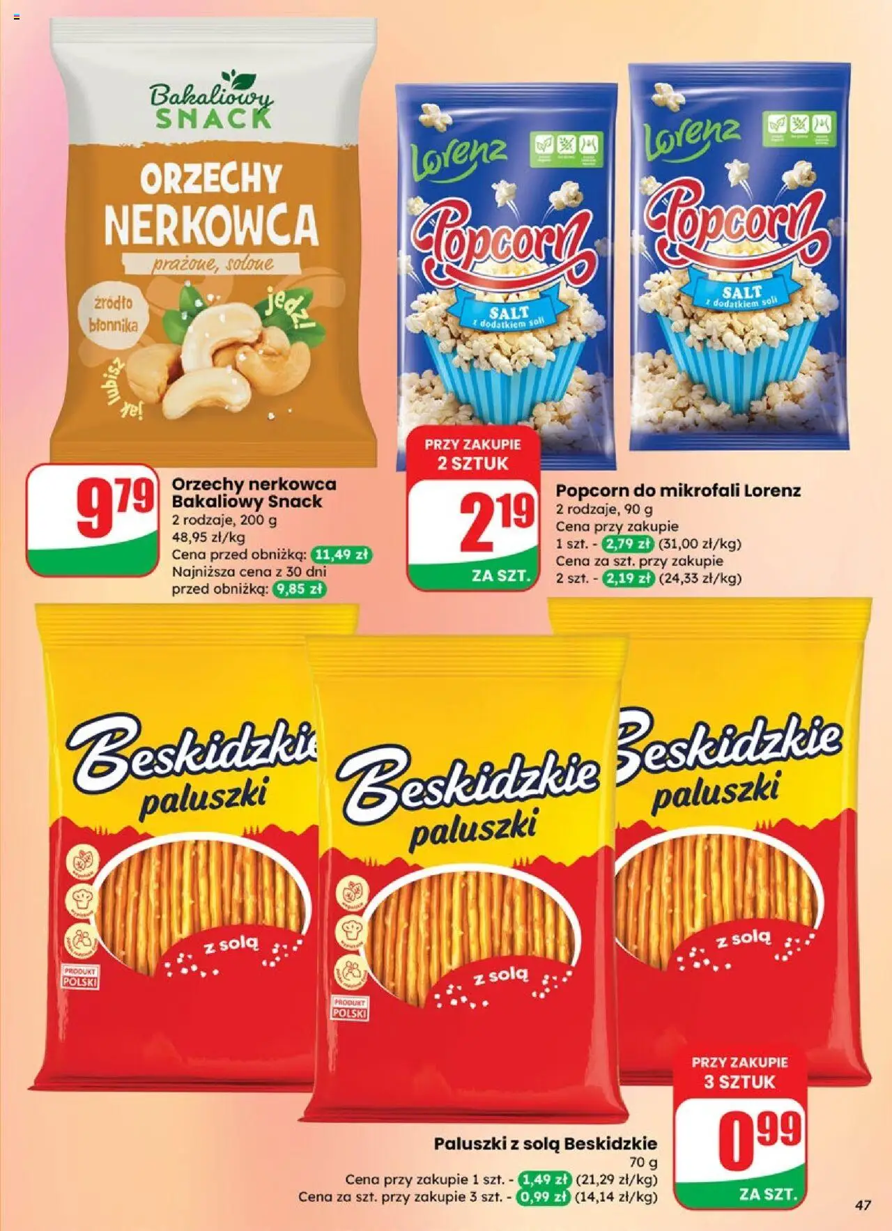 Dino Gazetka od 08.10.2025 | Strona: 47 | Produkty: Paluszki, Popcorn, Orzechy