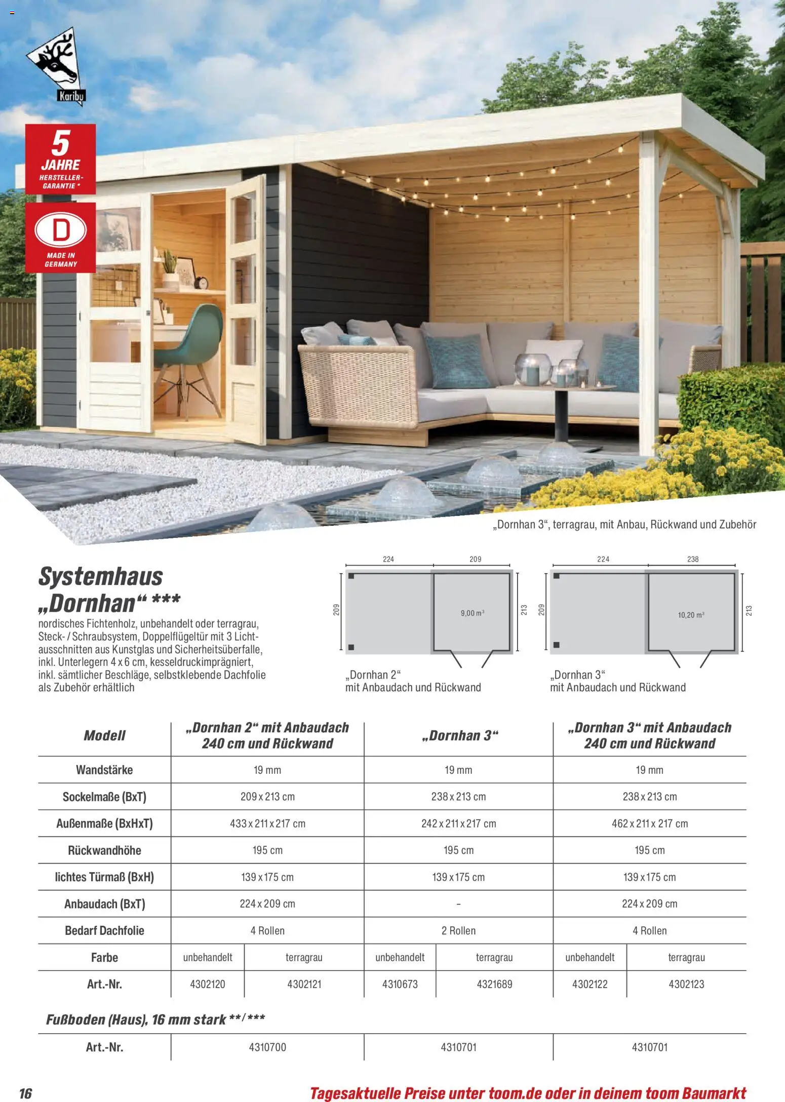 Toom Baumarkt Gartenhäuser & Carports 2026 – gültig ab 20.02.2026 | Seite: 16