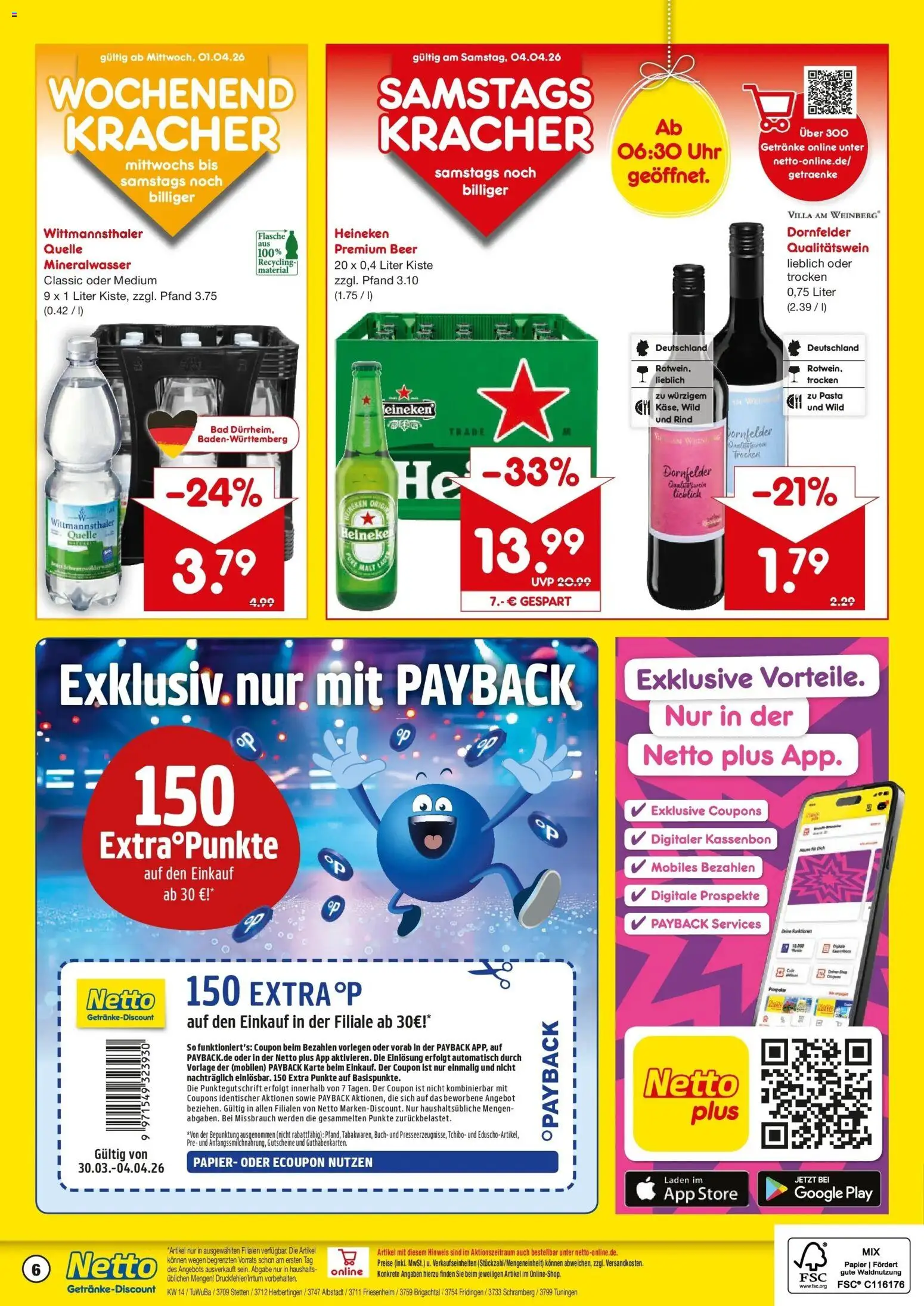Netto Marken-Discount Prospekt Herbertingen	 – gültig ab 30.03.2026 | Seite: 6 | Produkte: Bad, Mineralwasser, Pasta, Uhr