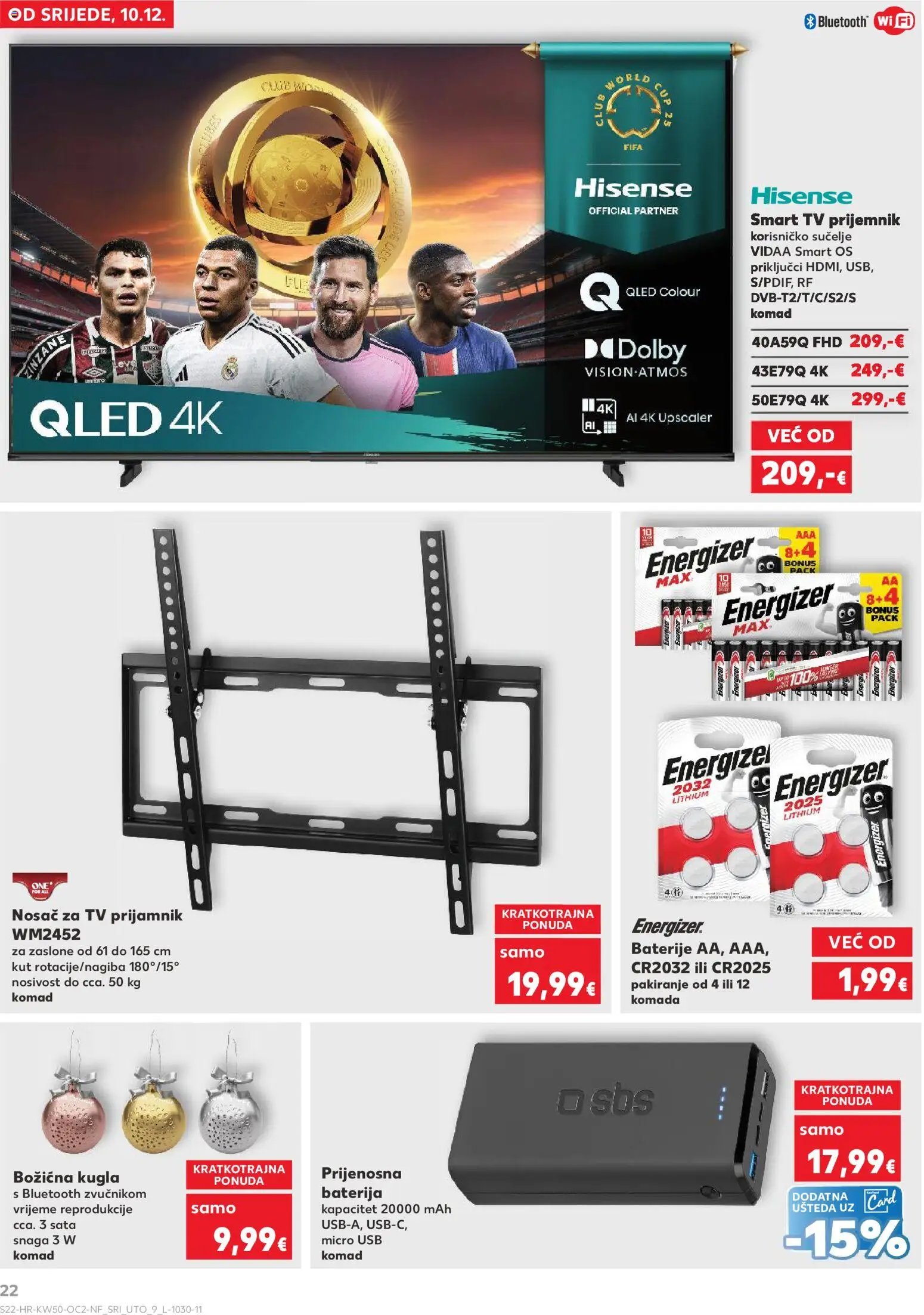 Kaufland katalog | vrijedi od 10.12.2025 | Stranica: 22 | Proizvodi: Baterija, Baterije, Tv, USB