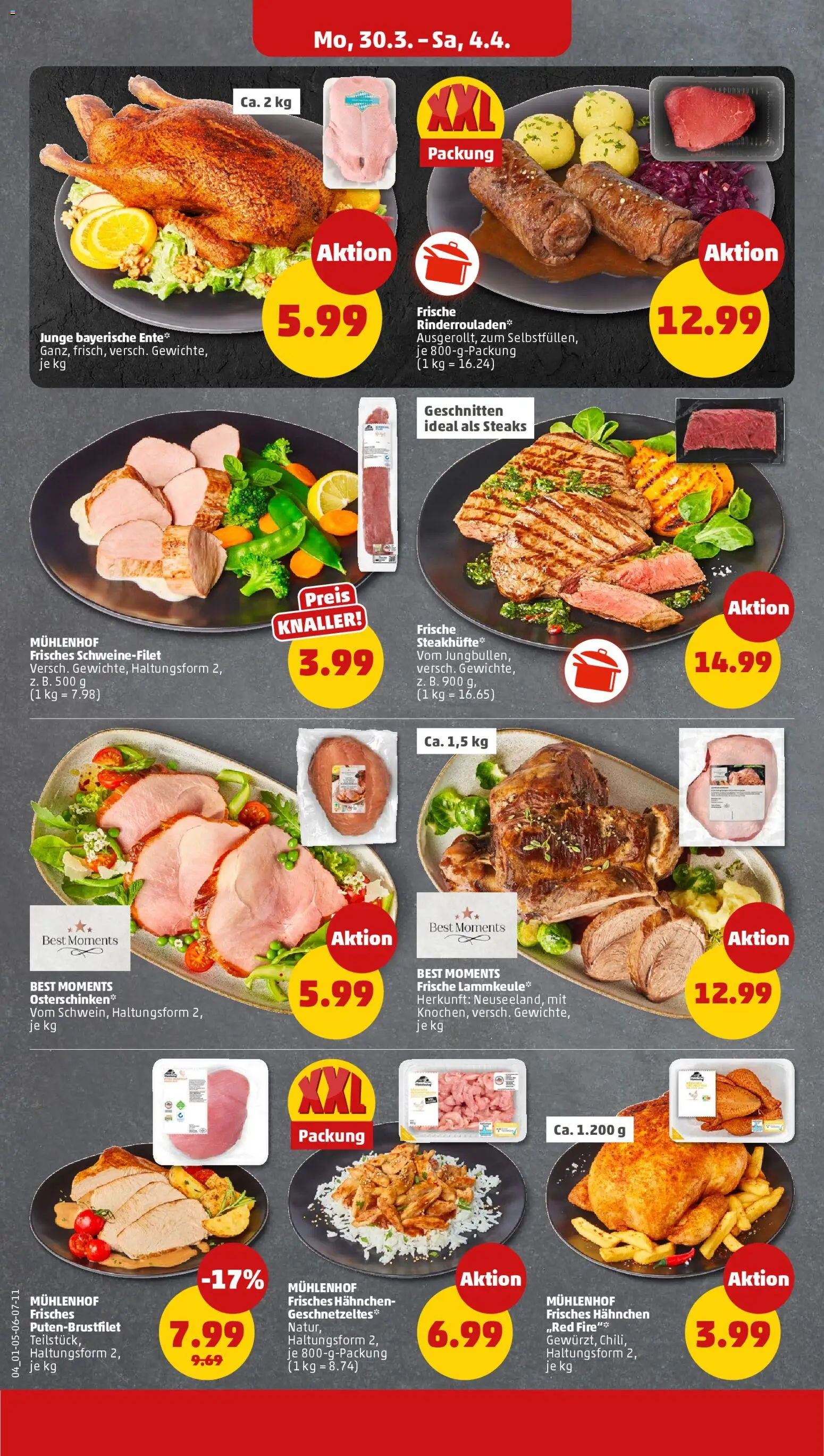 Penny Prospekt 	 – gültig ab 30.03.2026 | Seite: 6 | Produkte: Rinderrouladen, Lammkeule, Hahnchen, Ente