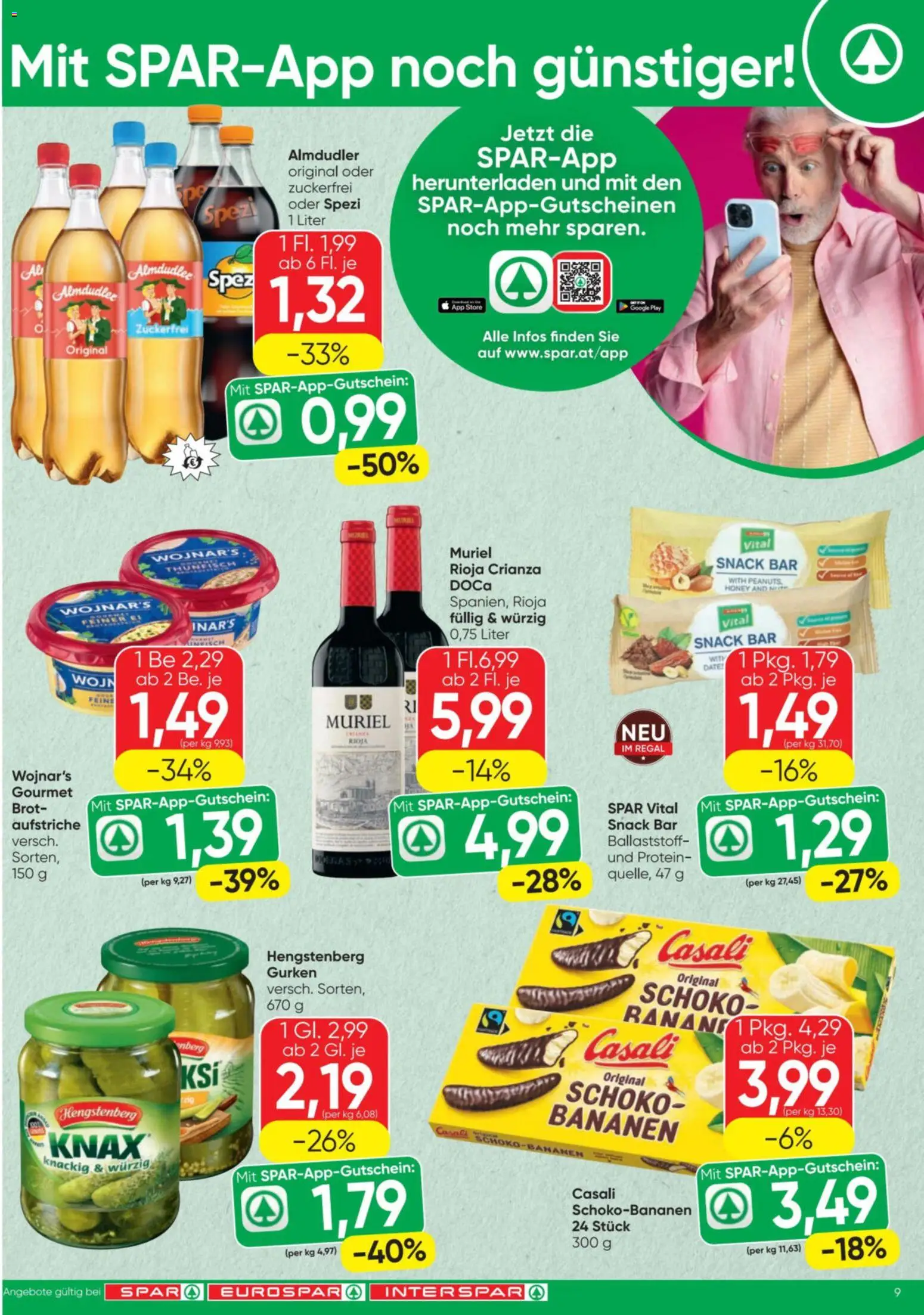 Spar Flugblatt gültig ab 06.11.2025 | Seite: 9 | Produkte: Gurken, Regal, Brot, Bananen