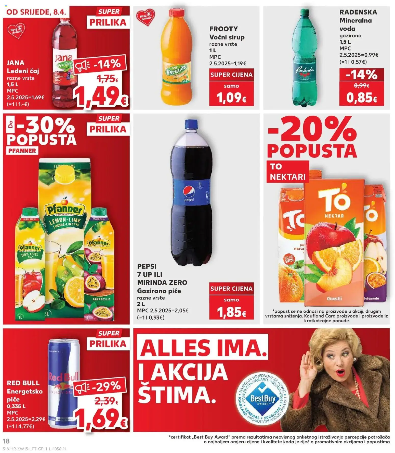 Kaufland katalog | vrijedi od 08.04.2026 | Stranica: 18 | Proizvodi: Mineralna voda, Pepsi, Ledeni čaj, Sirup