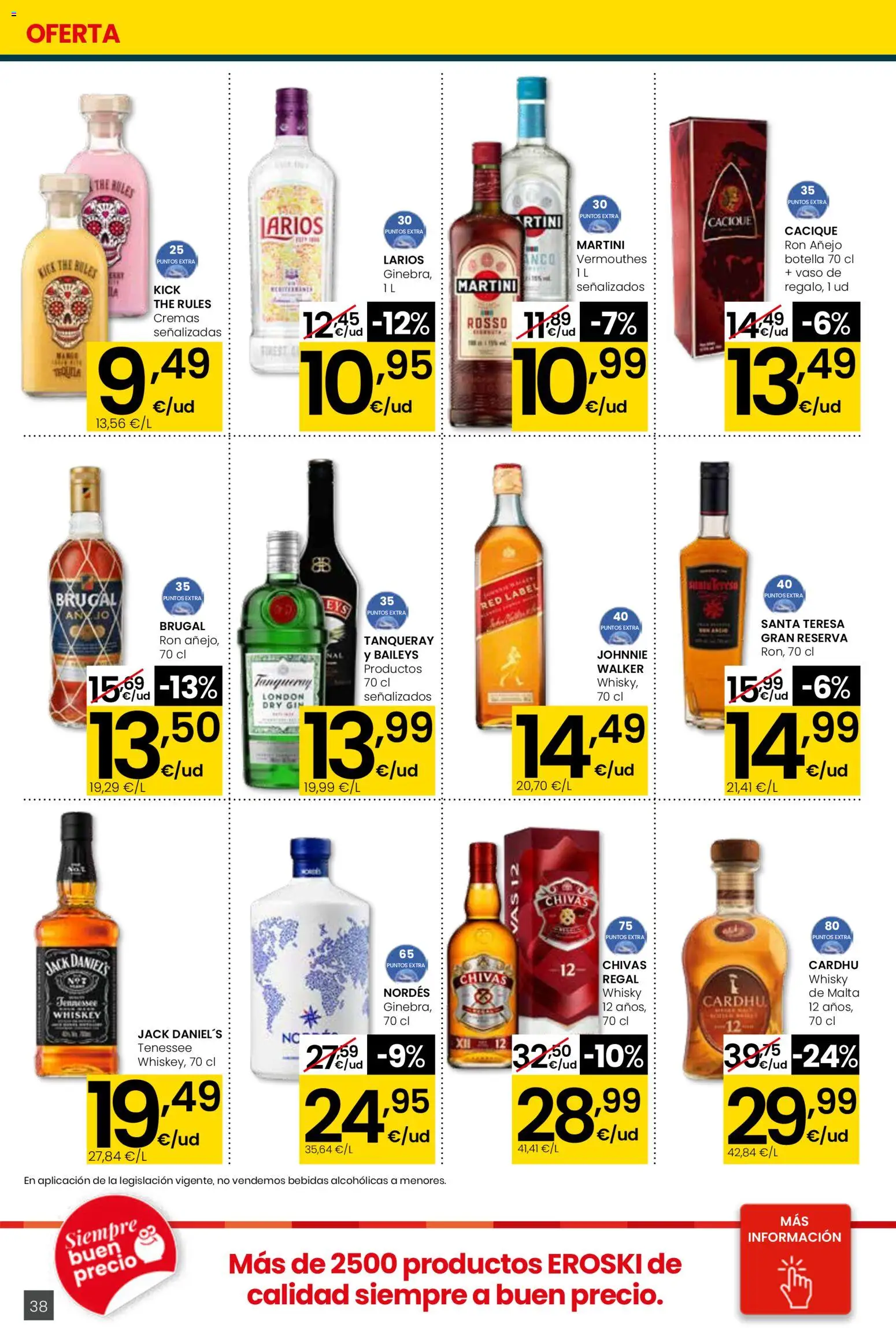 Eroski - Quieres ahorrar conmigo Center │ válido desde el 26.03.2026 | Página: 38 | Productos: Ron, Whisky