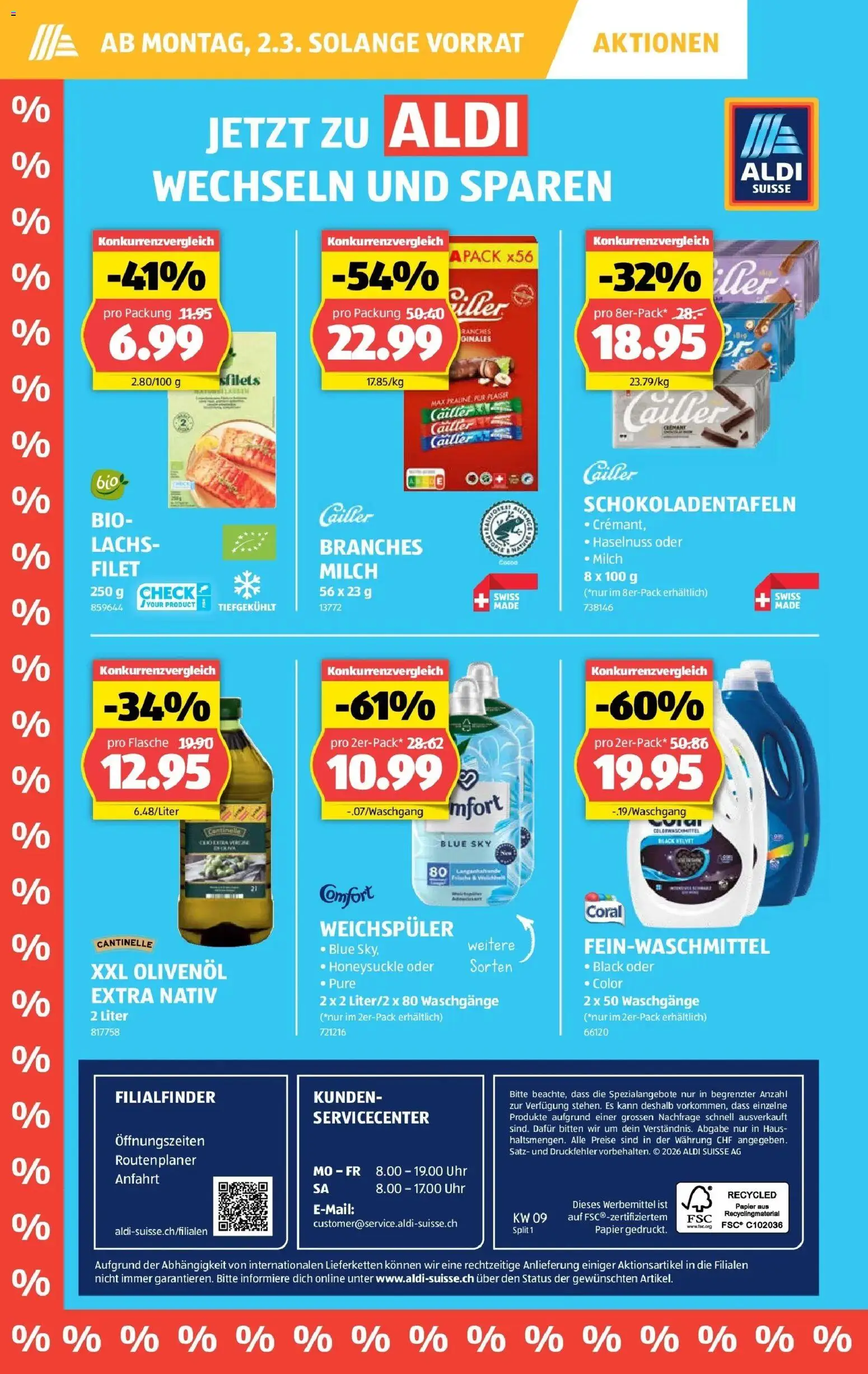 Aldi - Aldi Suisse: Wochenangebote – gültig ab 26.02.2026 | Seite: 36 | Produkte: Weichspüler, Milch, Lachs, Uhr
