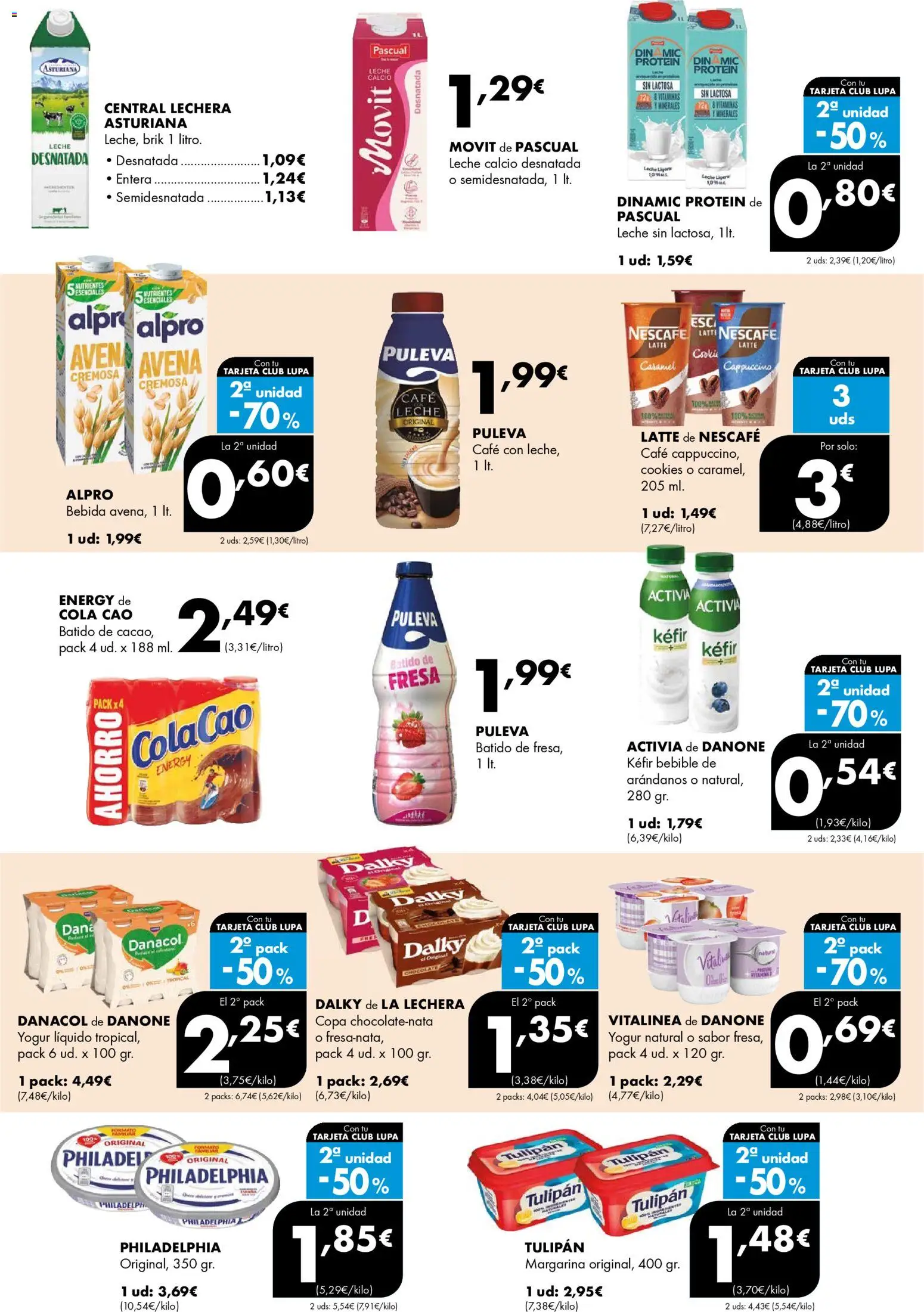 Lupa Supermercados folleto │ válido desde el 19.03.2026 | Página: 9 | Productos: Leche, Yogur, Café, Margarina