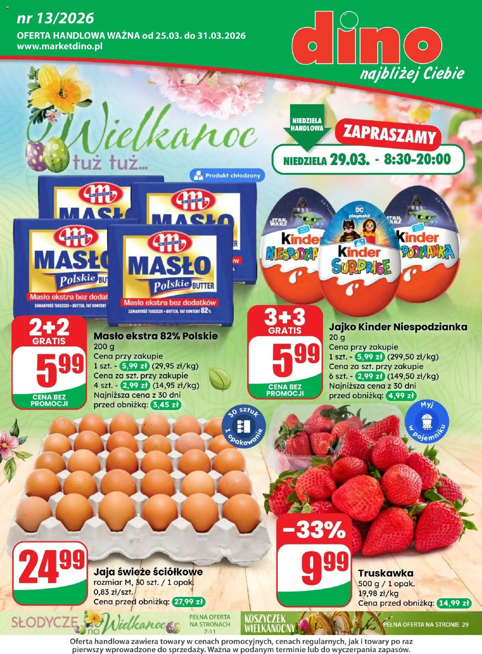 Dino gazetka od 25.03.2026 | Strona: 1 | Produkty: Słodycze, Masło, Jaja