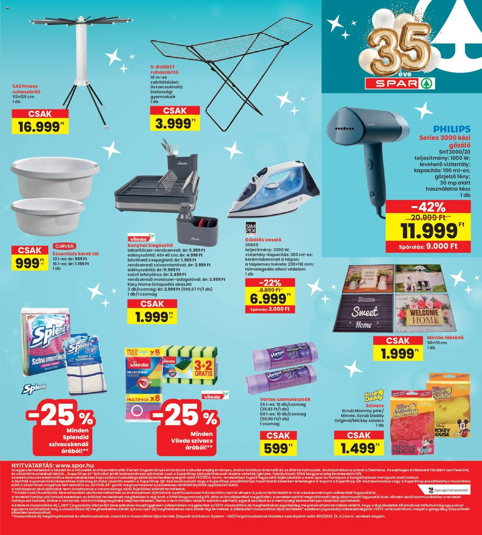 Interspar akciós ujság - amely érvényes a következő dátumtól: 19.02.2026 | Oldal: 25 | Termékek: Szőlő, Vasaló, Rendszerező, Lábtörlő