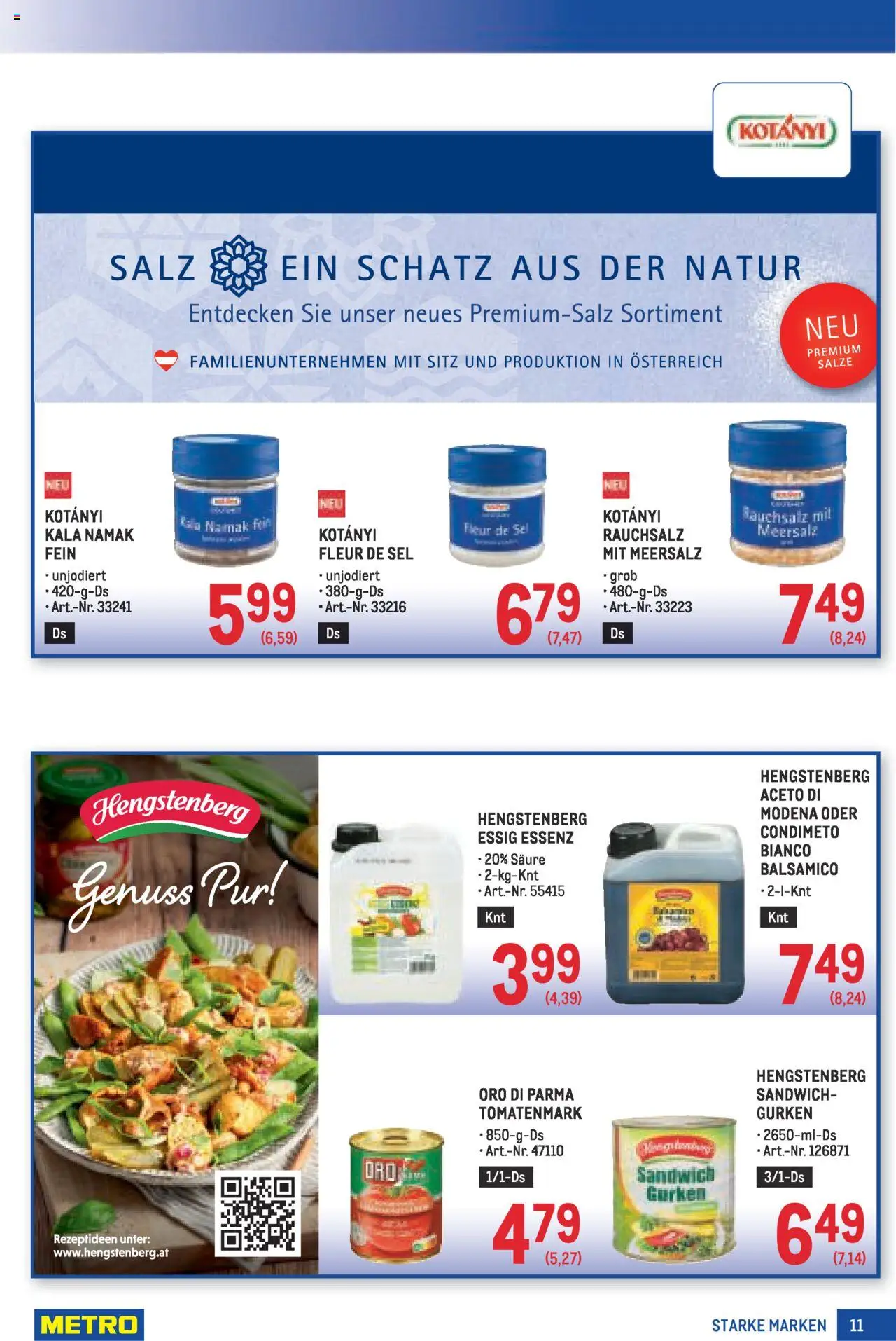 Metro Angebote Starke Marken gültig ab 21.08.2025 | Seite: 11 | Produkte: Gurken, Salz