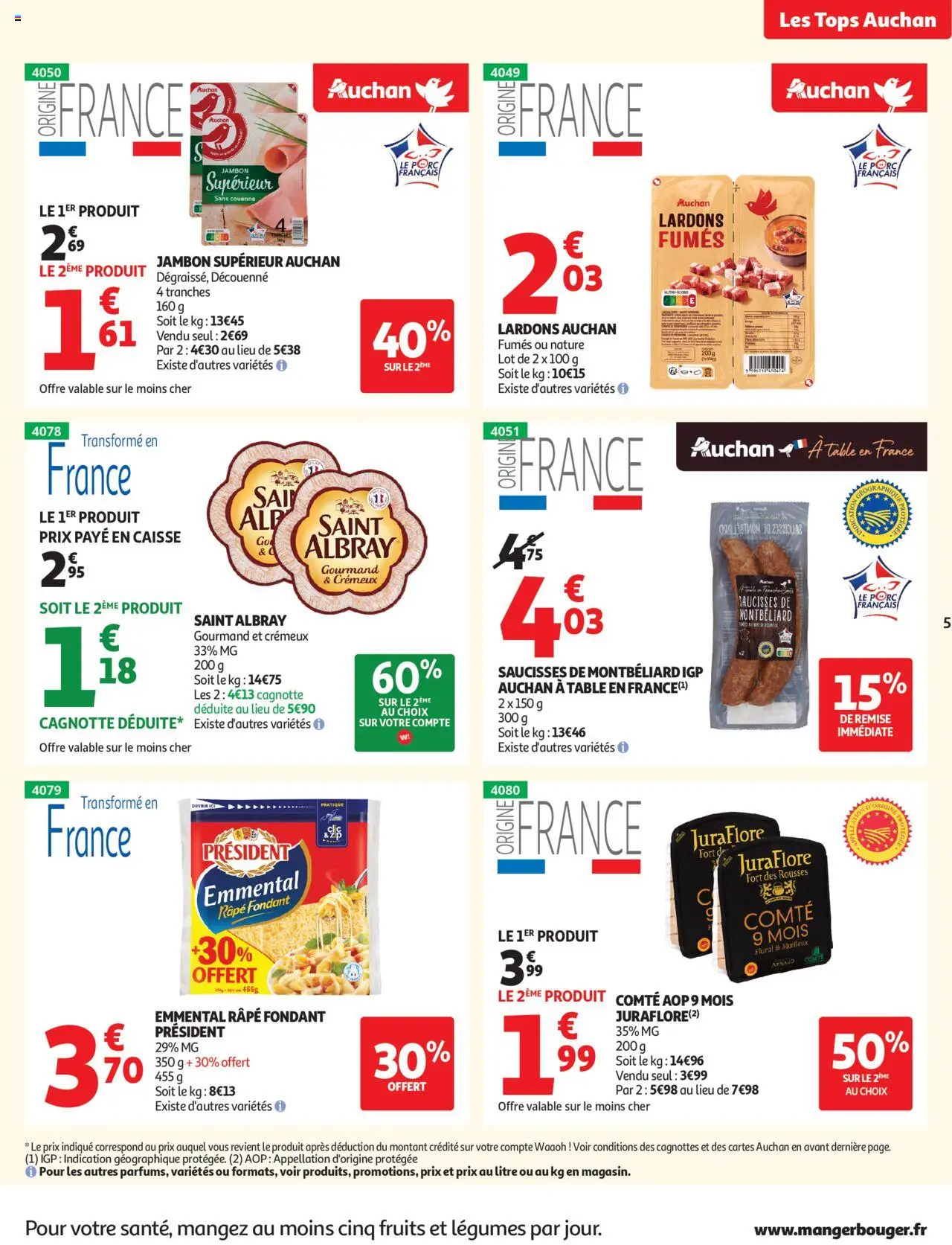 {H1} | Page: 5 | Produits: Lardons, Emmental, Table, Jambon