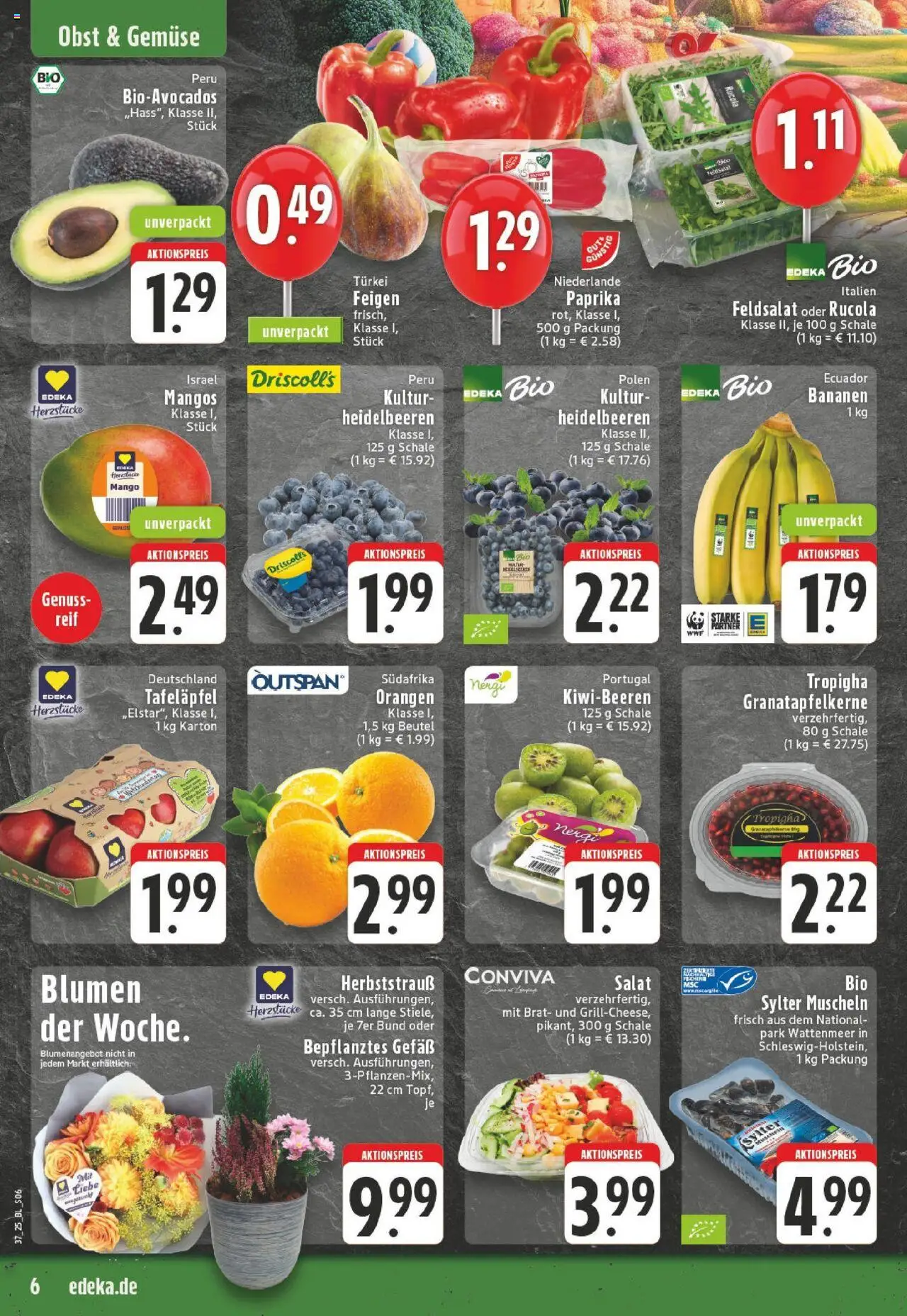 Edeka prospekt Leopoldshöhe-Asemissen	 – gültig ab 07.09.2025 | Seite: 6 | Produkte: Blumen, Heidelbeeren, Paprika, Salat