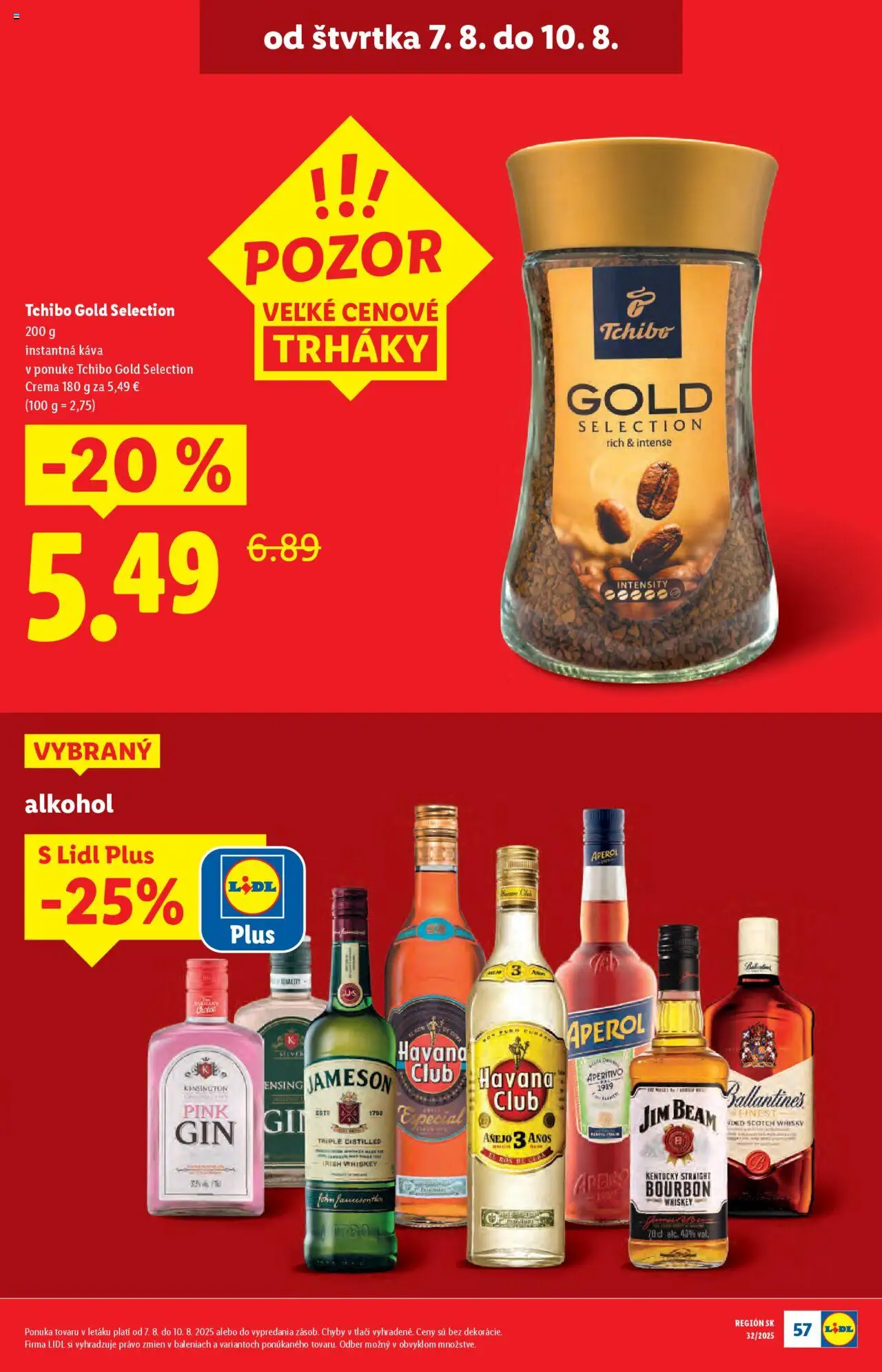 Lidl leták │ platný od 04.08.2025 | Strana: 63 | Produkty: Jim Beam, Kôš, Gin, Aperol