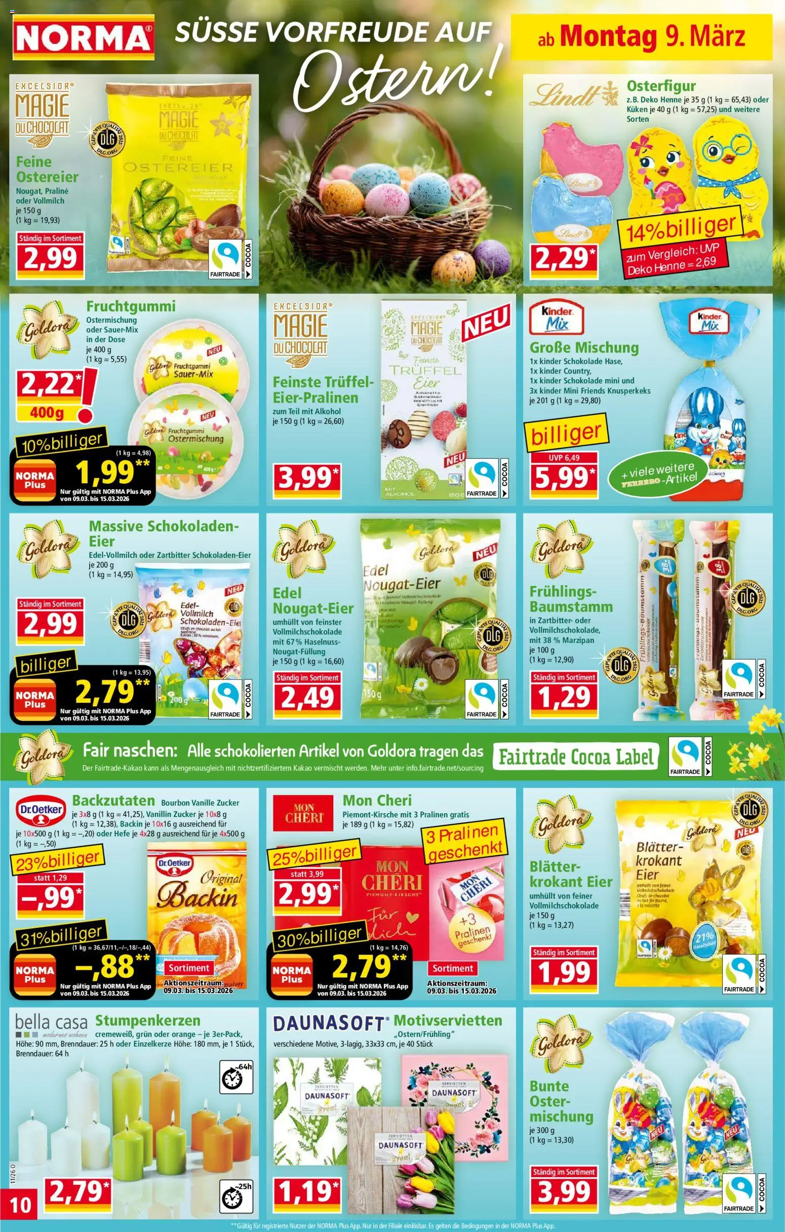 Norma Prospekt 	 – gültig ab 09.03.2026 | Seite: 10 | Produkte: Eier, Schokolade, Zucker, Bourbon