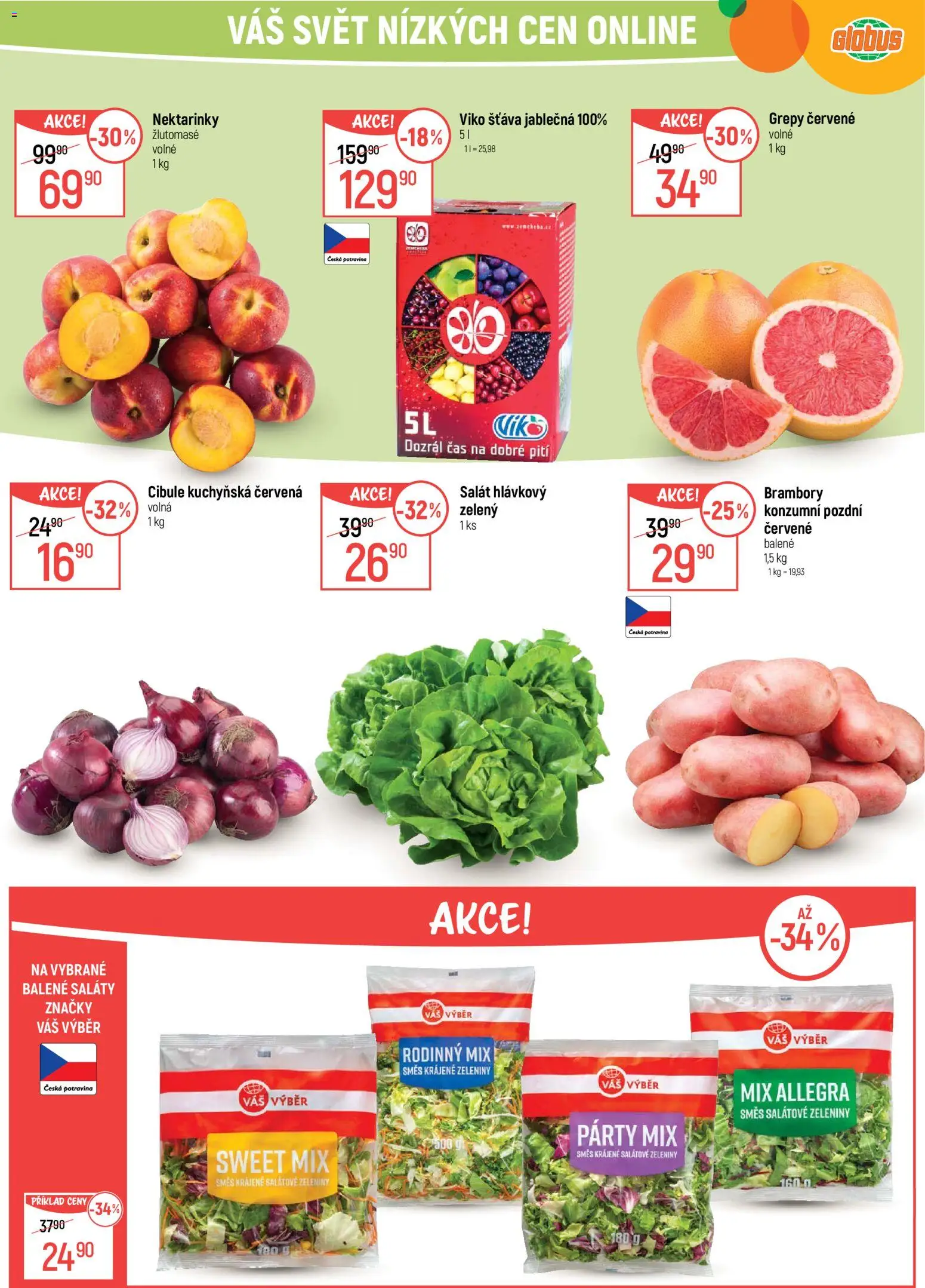 Globus leták - Opava od 25.03.2026 | Strana: 9 | Produkty: Saláty, Nektarinky, Brambory, Cibule