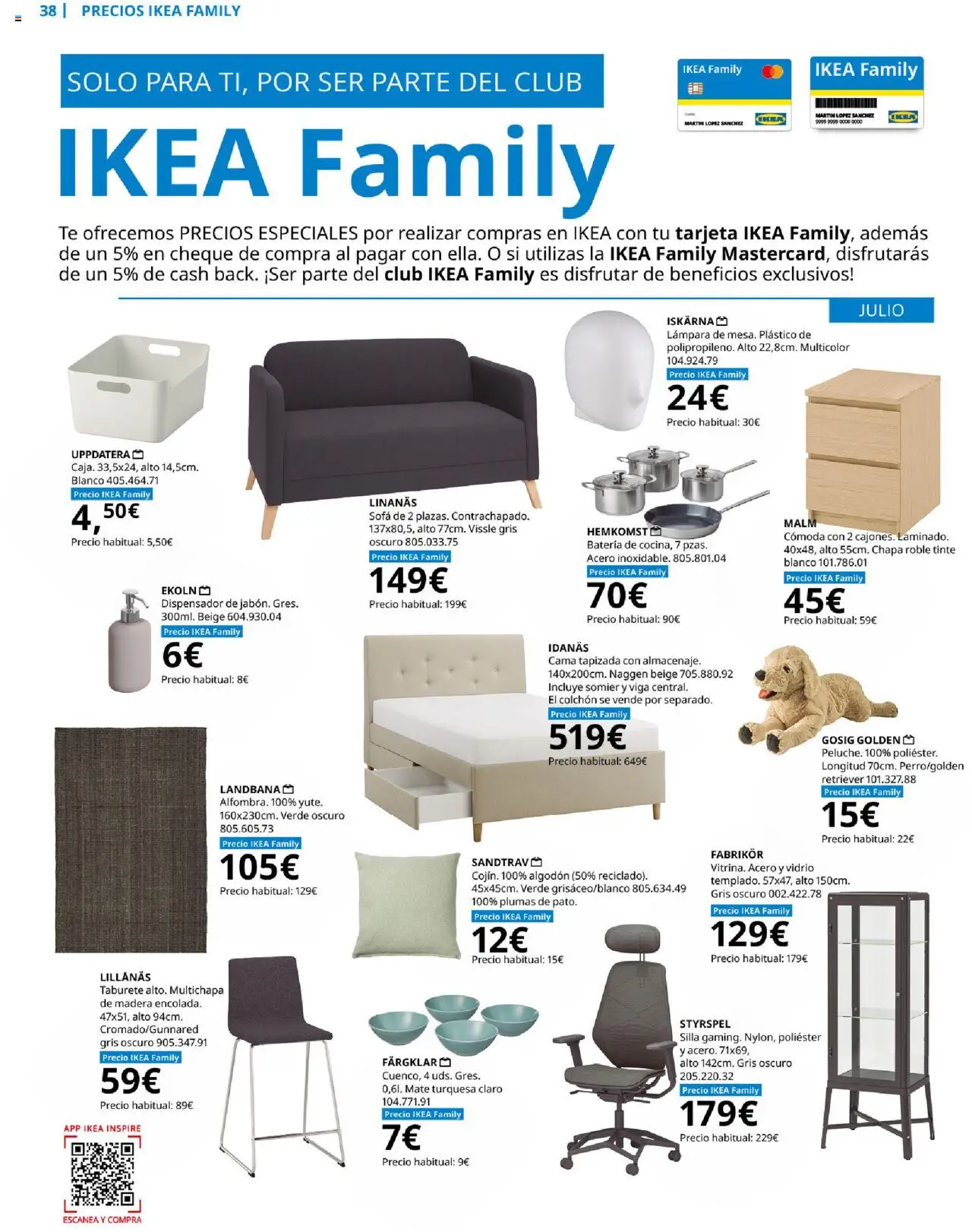 Catálogo IKEA Family Mallorca │ válido desde el 01.07.2025 | Página: 38 | Productos: Dispensador, Cama, Silla, Lámpara