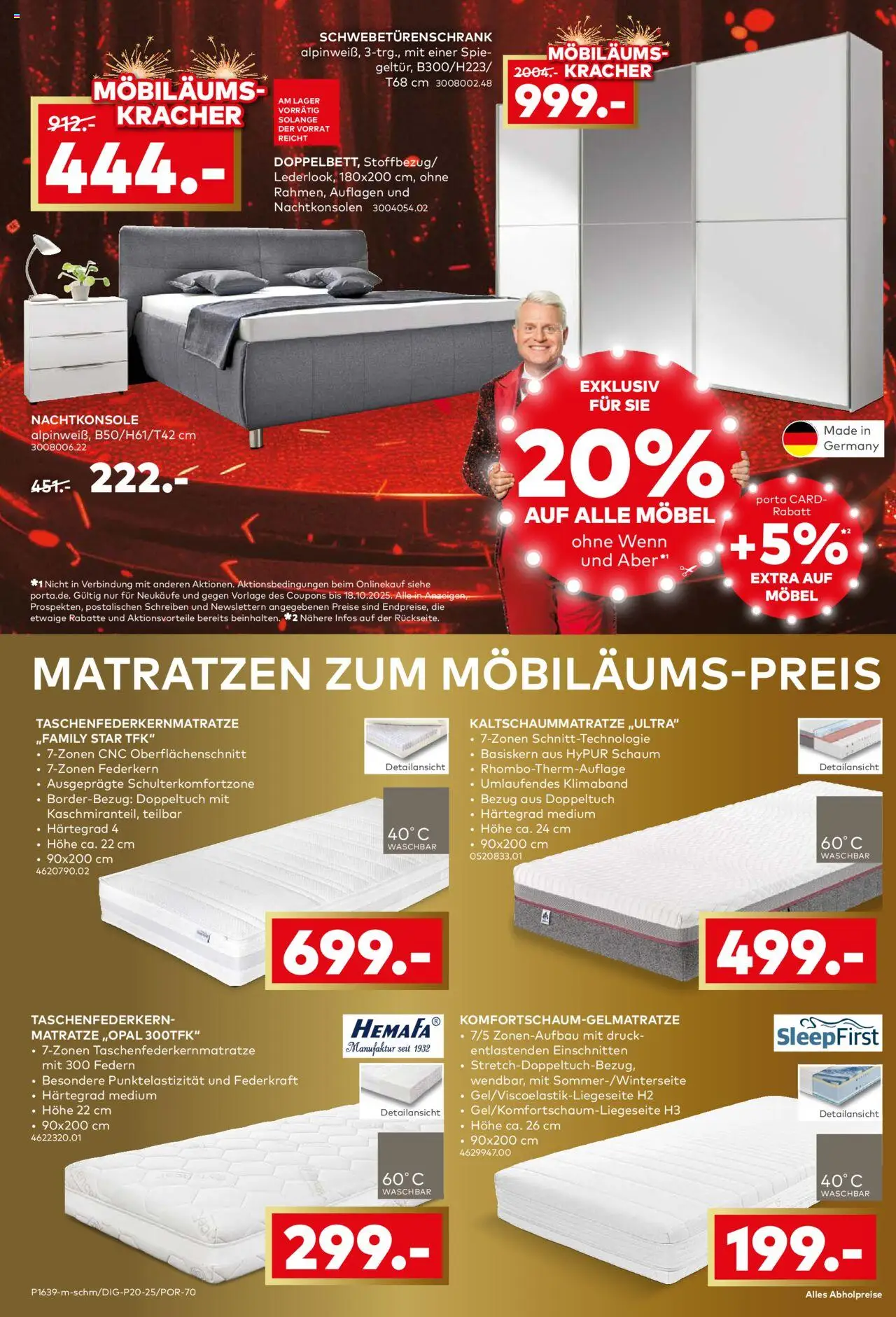 Porta! Möbiläum Zwickau – gültig ab 05.10.2025 | Seite: 12 | Produkte: Matratze, Schwebetürenschrank