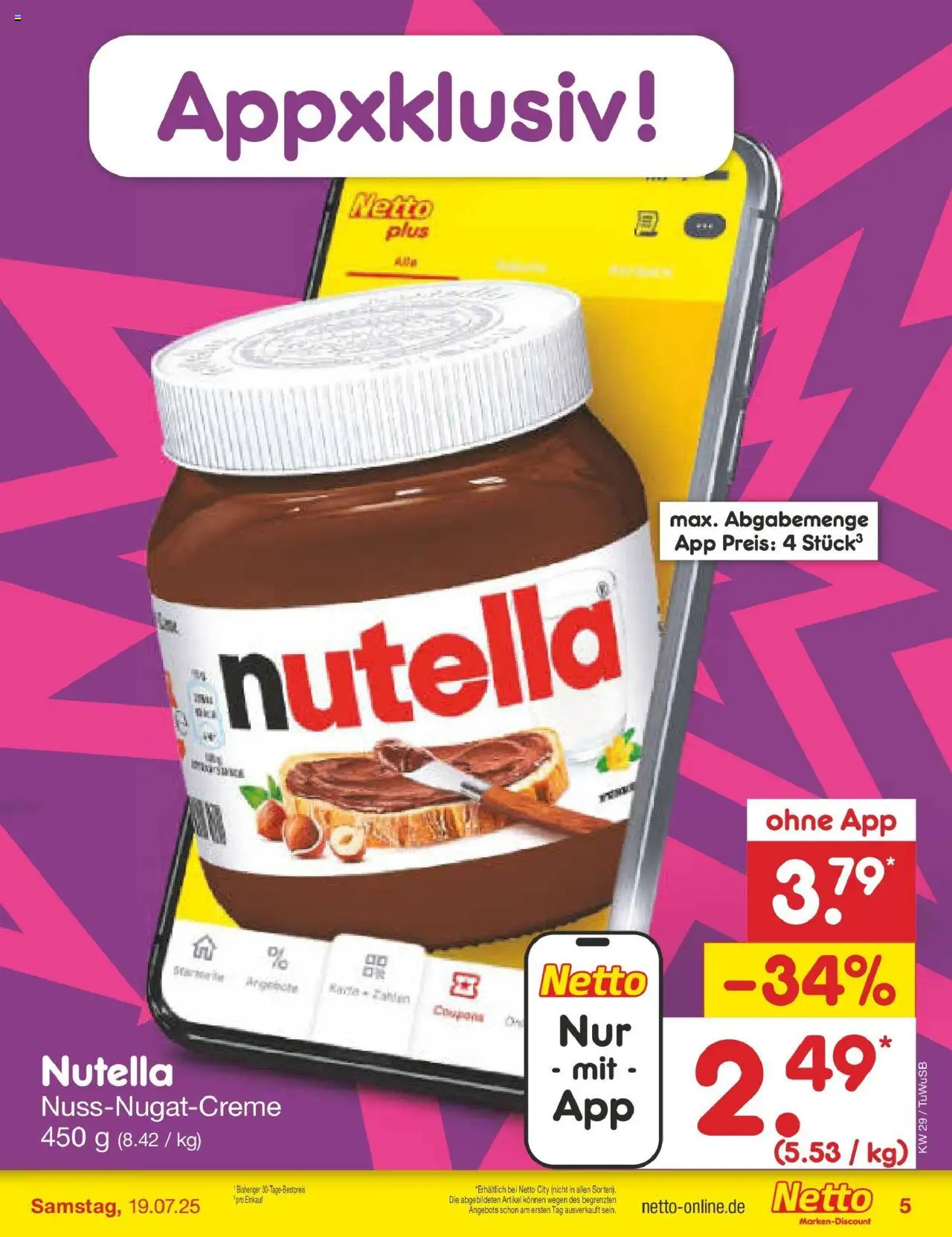 Netto Marken-Discount prospekt Calw-Stammheim	 - gültig ab dem 13.07.2025 | Seite: 5 | Produkte: Nutella