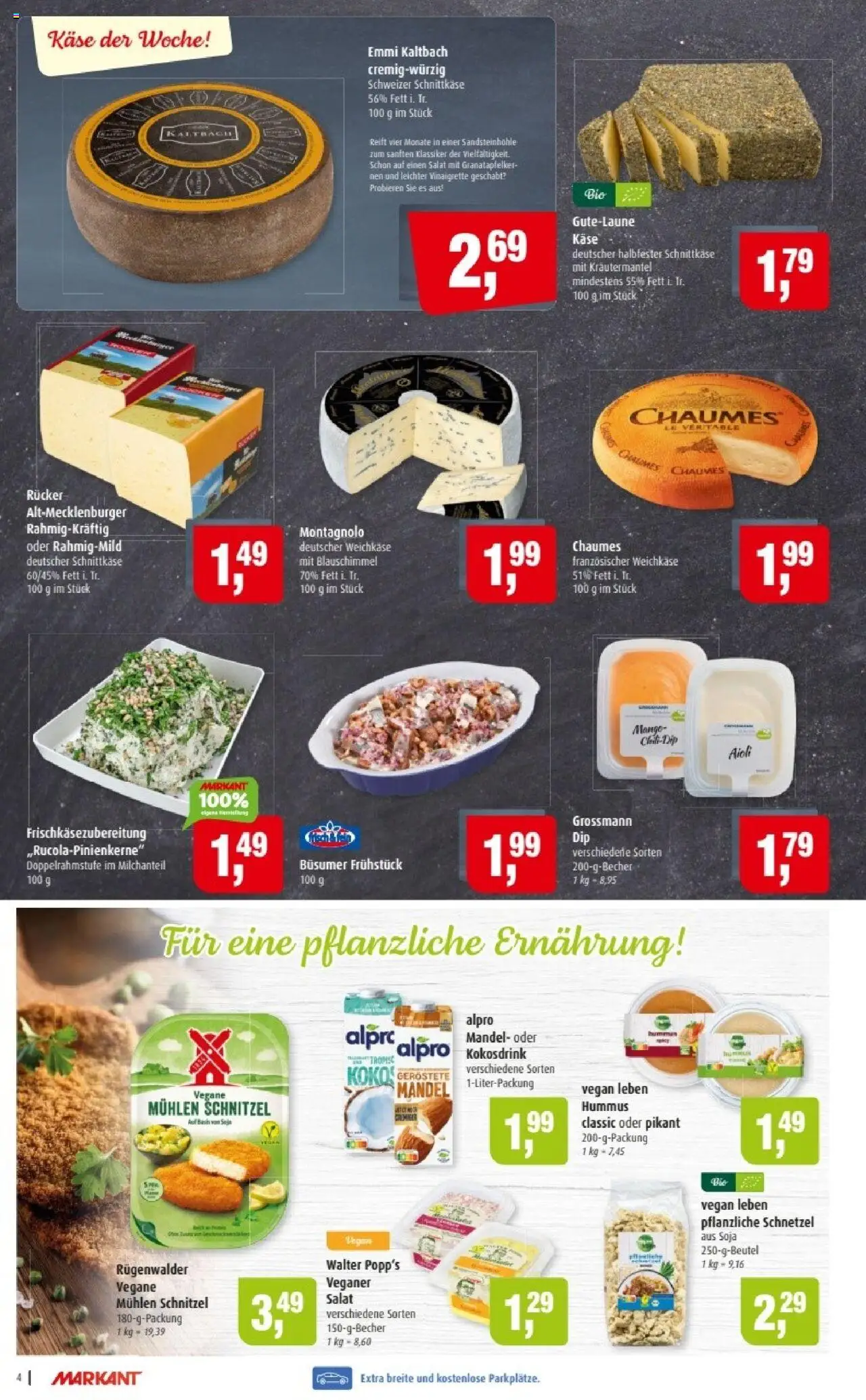 Markant Prospekt 	 – gültig ab 29.09.2025 | Seite: 4 | Produkte: Käse, Schnitzel, Alpro, Mango